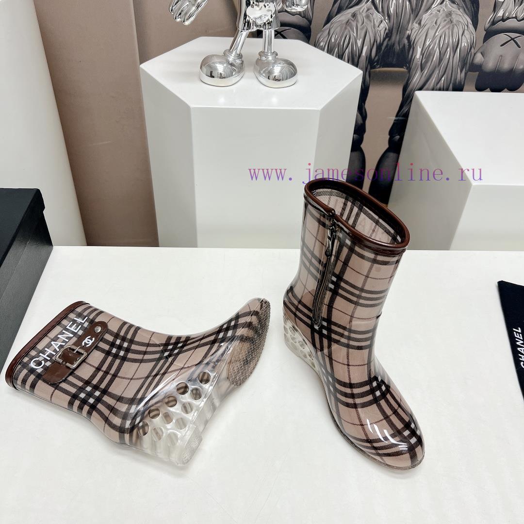 Top tierC * HANEL Chanel 24vs Summer Hot Rain Boots SeriesRound headed printed slope and raip97oc8y4 - Image 10