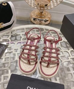 Chanel | Chanel 24c Spring/Summer New ProductsHemp rope double C-chain Roman sandalsThe bloc4qi6yuyi
