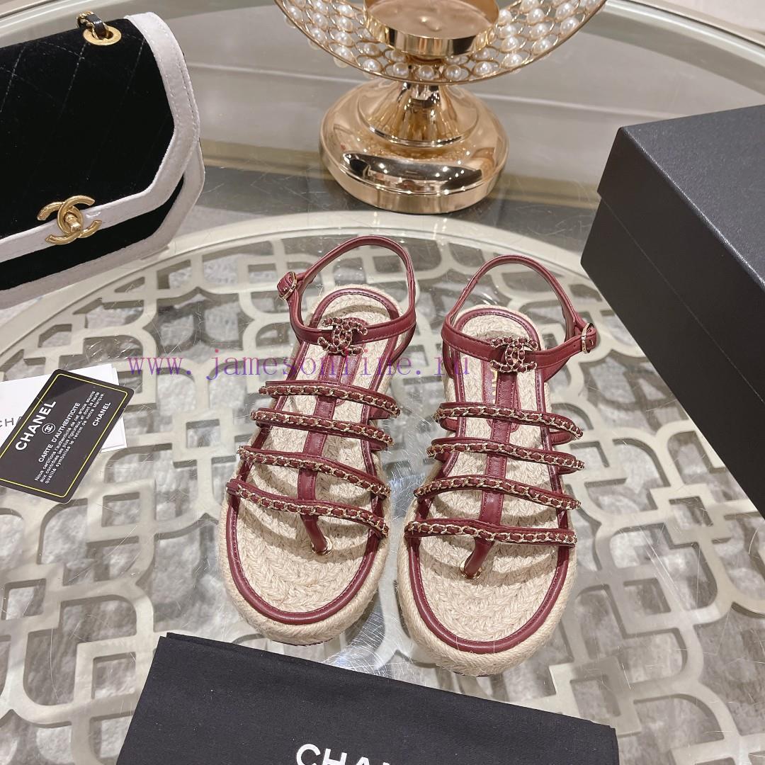 Chanel | Chanel 24c Spring/Summer New ProductsHemp rope double C-chain Roman sandalsThe bloc4qi6yuyi