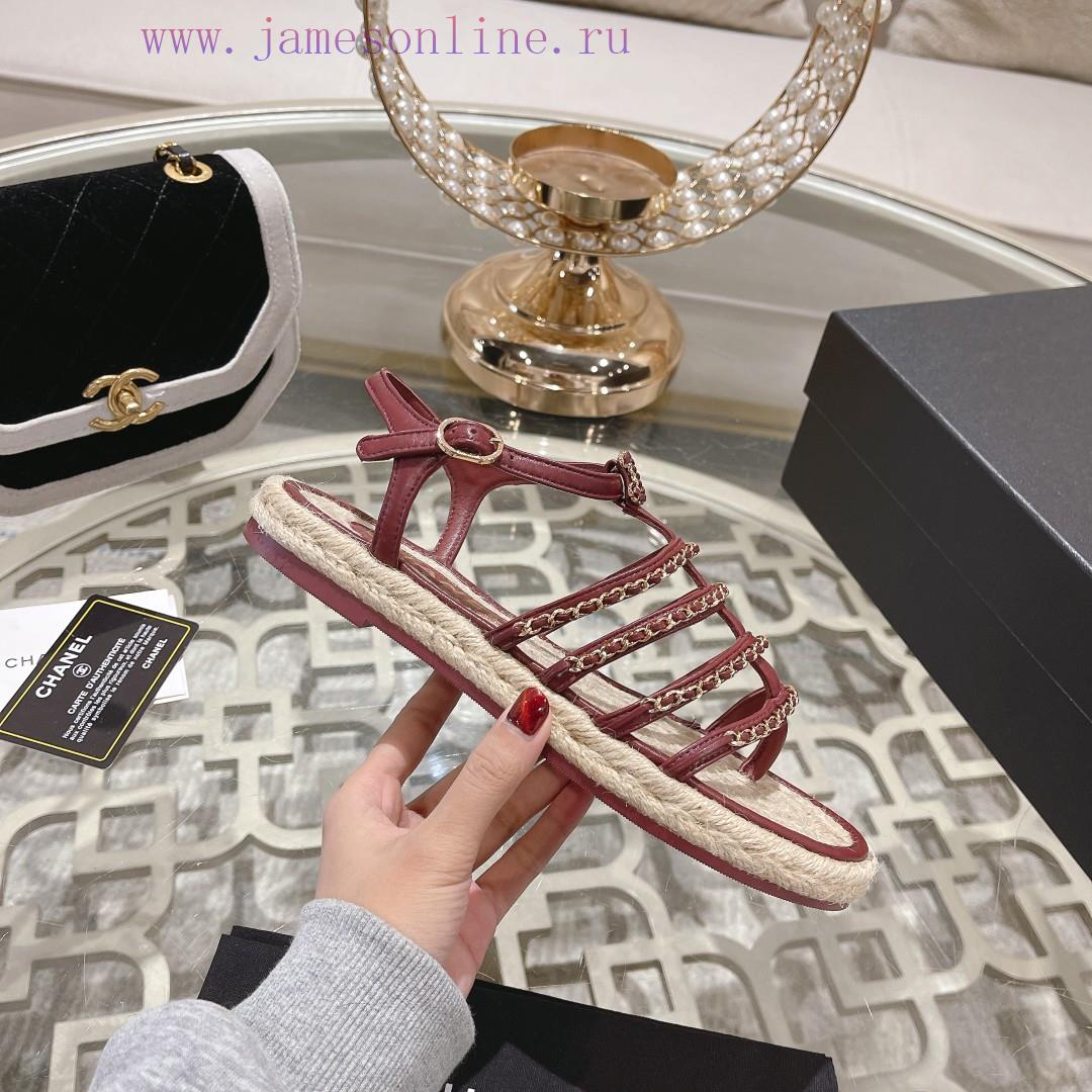 Chanel | Chanel 24c Spring/Summer New ProductsHemp rope double C-chain Roman sandalsThe bloc4qi6yuyi - Image 3
