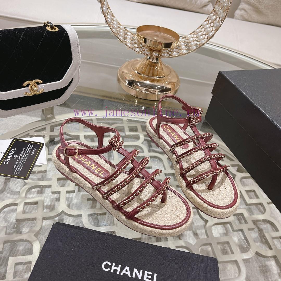 Chanel | Chanel 24c Spring/Summer New ProductsHemp rope double C-chain Roman sandalsThe bloc4qi6yuyi - Image 5