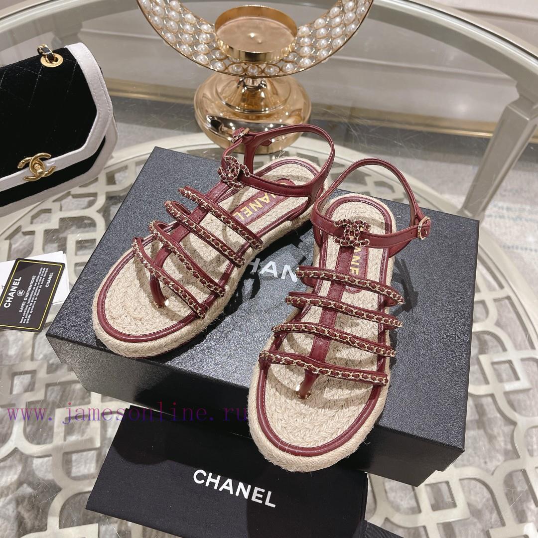 Chanel | Chanel 24c Spring/Summer New ProductsHemp rope double C-chain Roman sandalsThe bloc4qi6yuyi - Image 6
