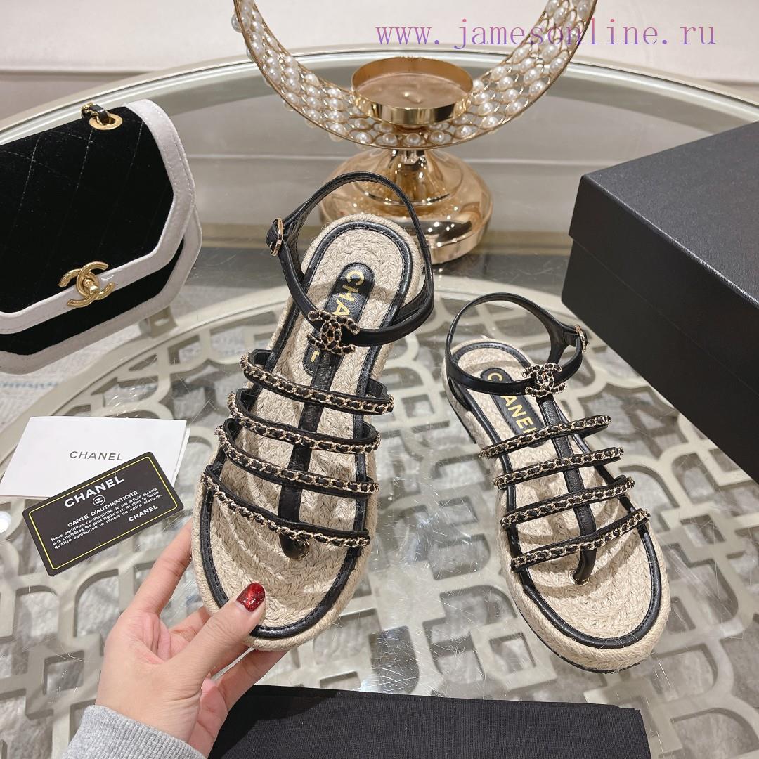 Chanel | Chanel 24c Spring/Summer New ProductsHemp rope double C-chain Roman sandalsThe blocvdouhmfv - Image 3