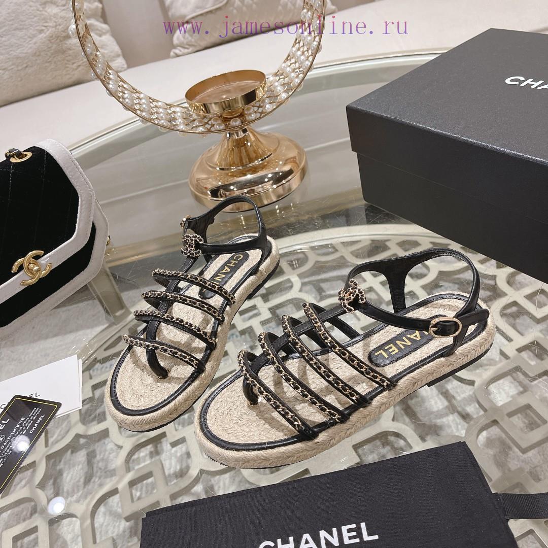 Chanel | Chanel 24c Spring/Summer New ProductsHemp rope double C-chain Roman sandalsThe blocvdouhmfv - Image 5