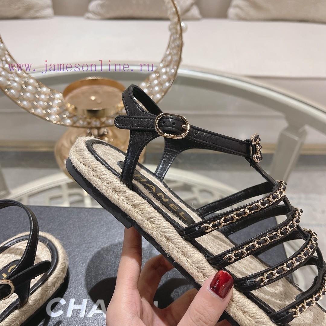 Chanel | Chanel 24c Spring/Summer New ProductsHemp rope double C-chain Roman sandalsThe blocvdouhmfv - Image 9