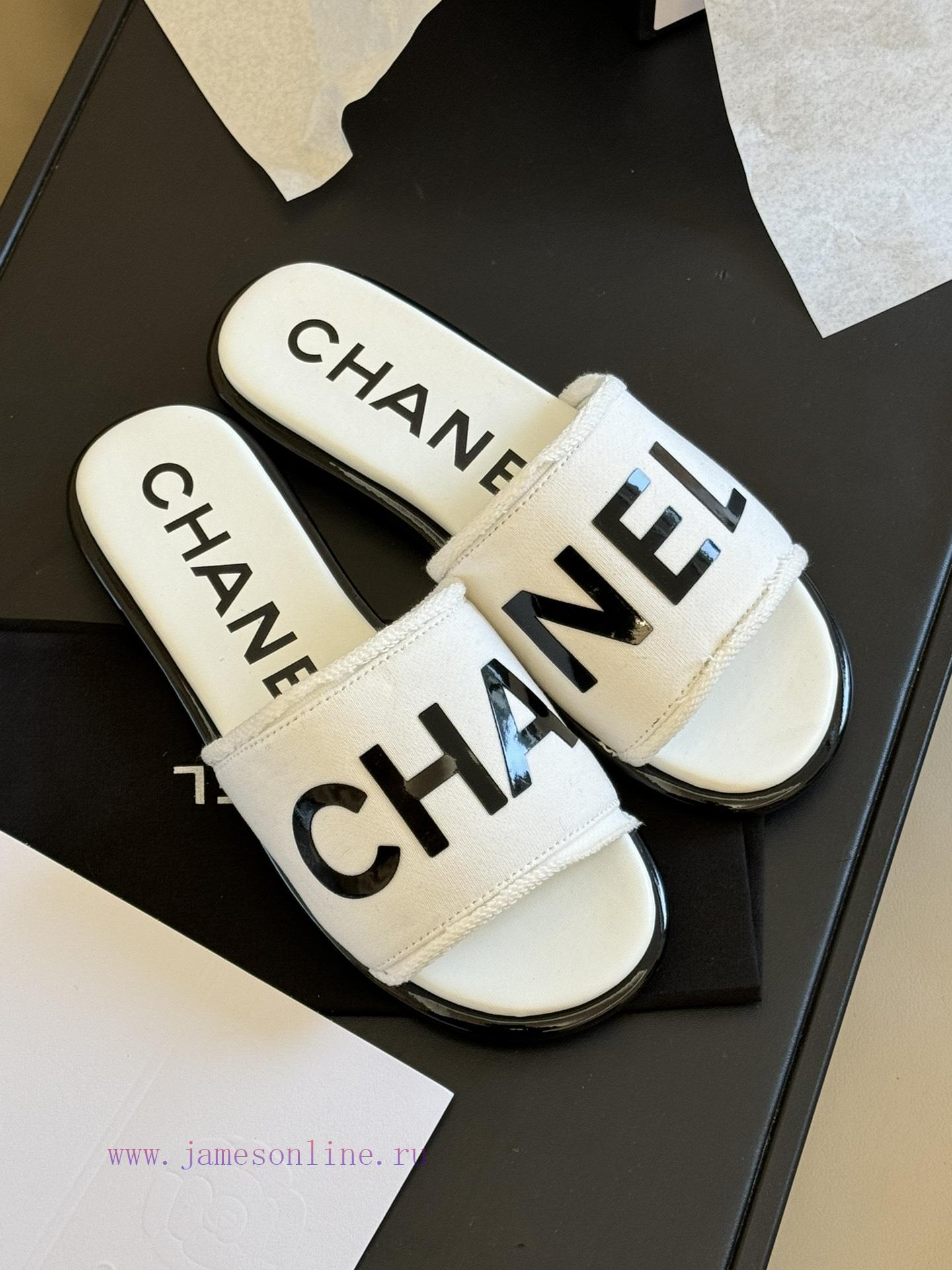 chane…l ss24 new arrival~Chanel 24 Spring/Summer Small Thick Heel Slippers New ProductCotton8a0akoer - Image 5