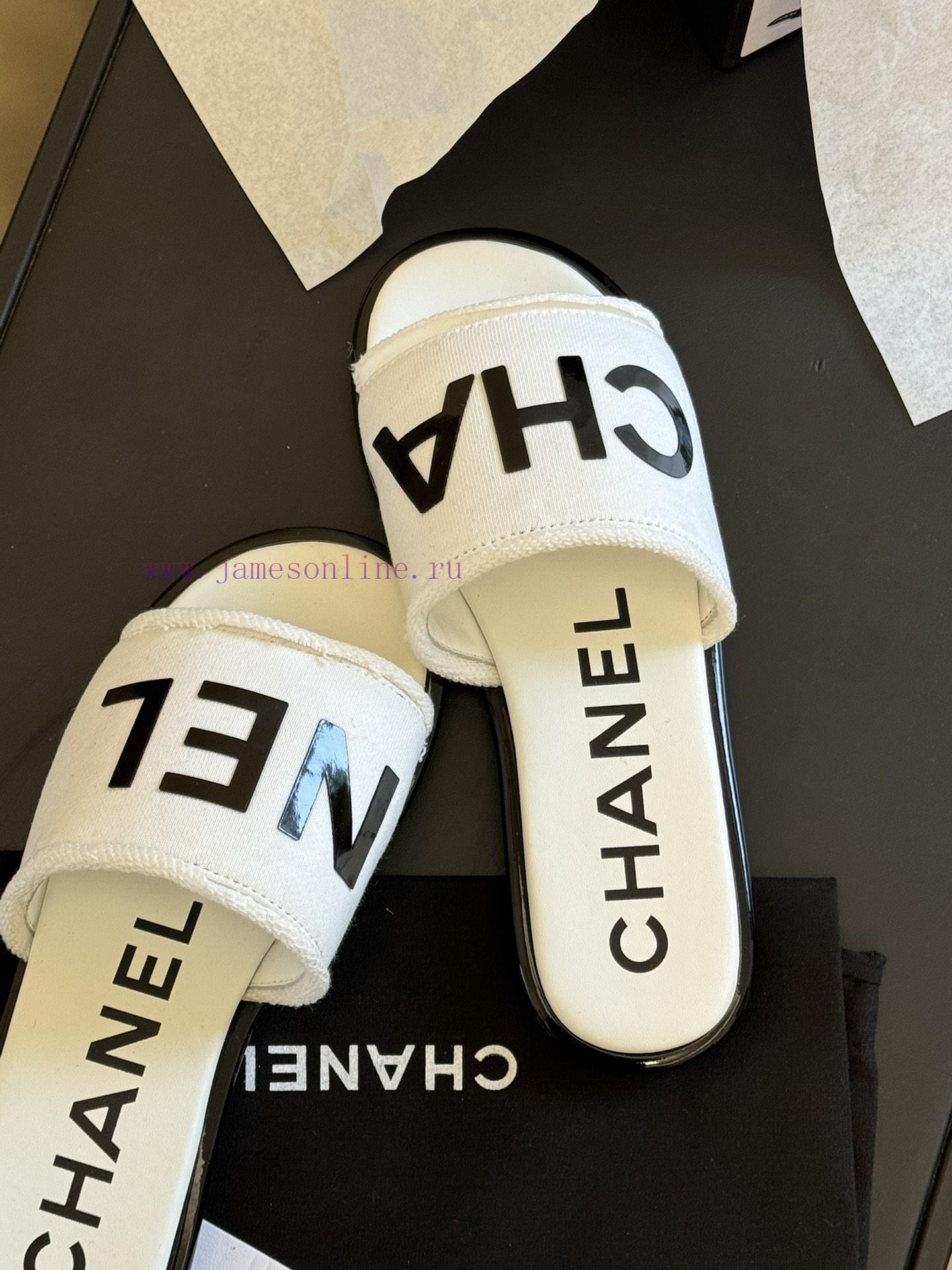 chane…l ss24 new arrival~Chanel 24 Spring/Summer Small Thick Heel Slippers New ProductCotton8a0akoer - Image 6