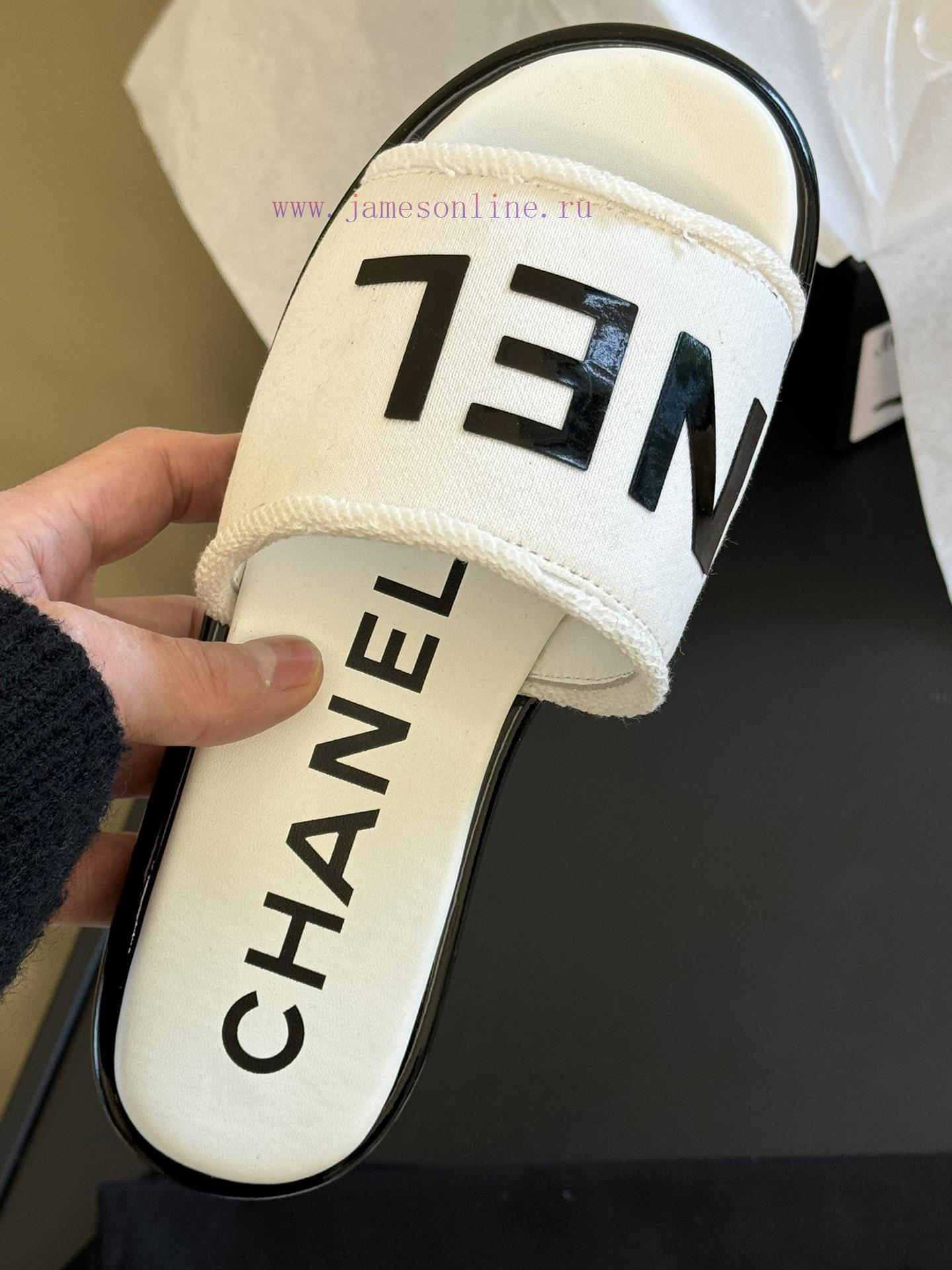 chane…l ss24 new arrival~Chanel 24 Spring/Summer Small Thick Heel Slippers New ProductCotton8a0akoer - Image 7