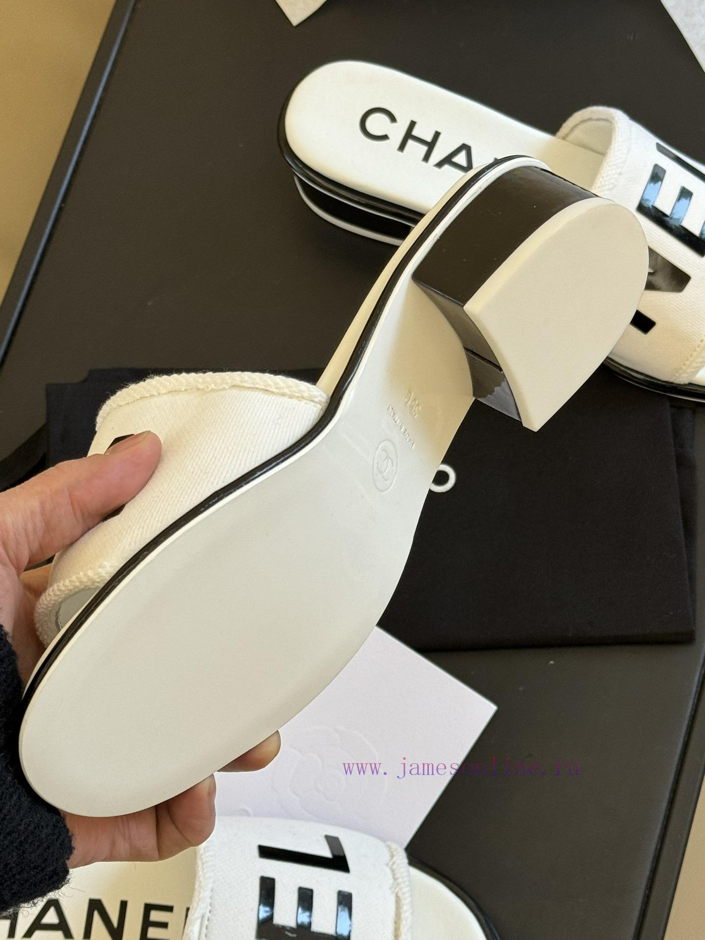 chane…l ss24 new arrival~Chanel 24 Spring/Summer Small Thick Heel Slippers New ProductCotton8a0akoer - Image 10