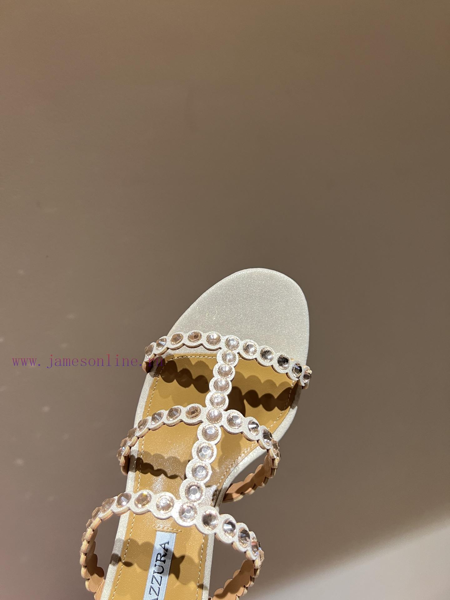 The mostAQUAZURA Big Pineapple Water Diamond Decorative Coarse Heel Sandals2024 Spring/Summeaqggoimf - Image 5