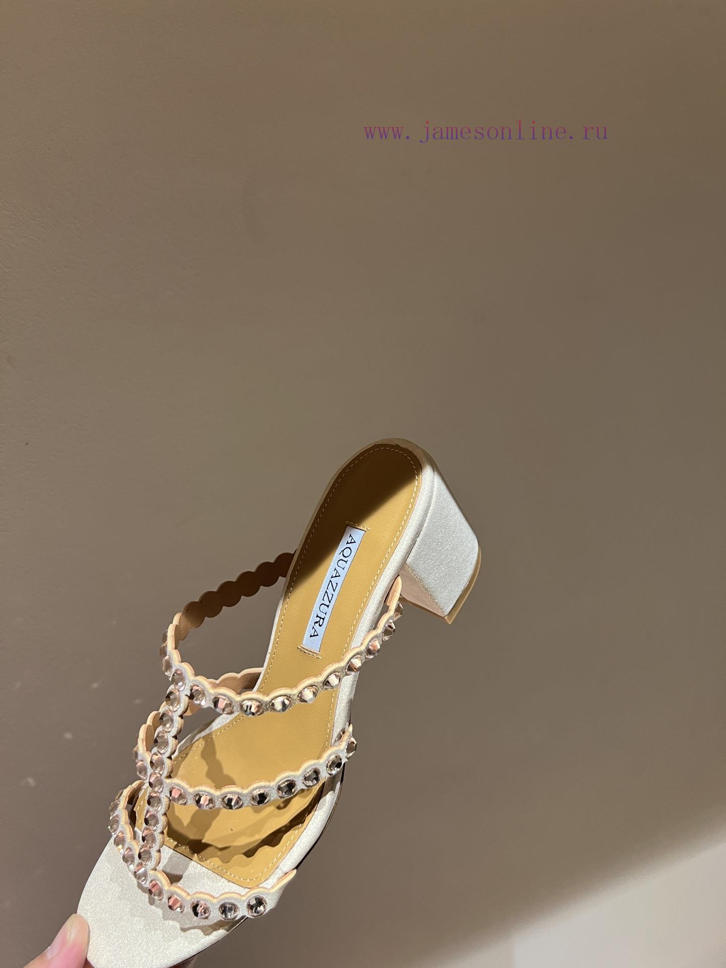 The mostAQUAZURA Big Pineapple Water Diamond Decorative Coarse Heel Sandals2024 Spring/Summeaqggoimf - Image 10