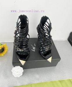 Giuseppe ZanottiSelected black imitation patent leather synthetic fabric with modern light aam9lqyvr