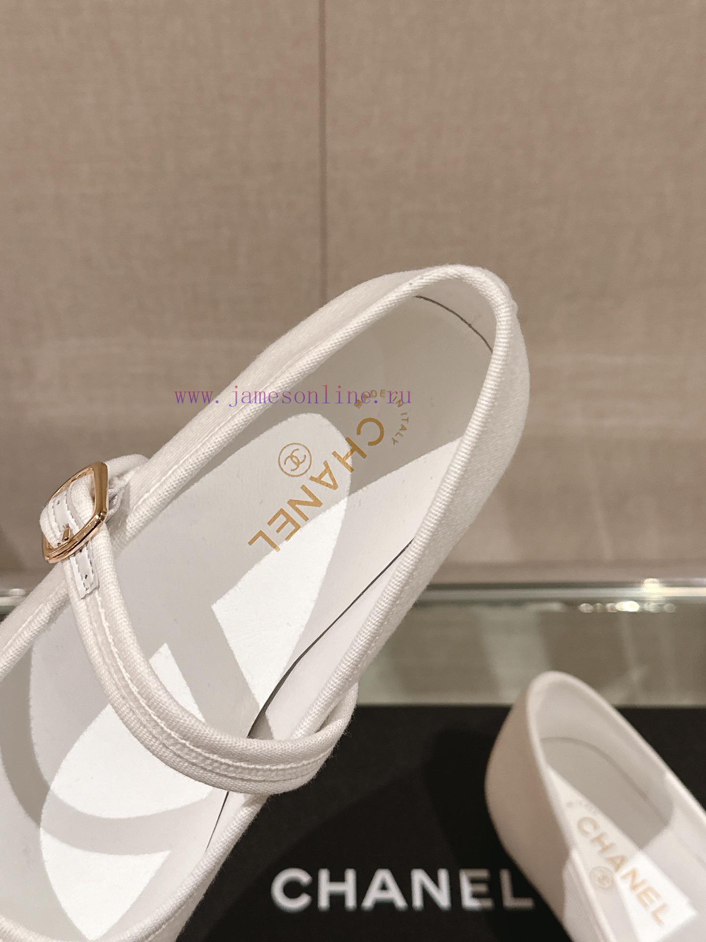 -24Ss Spring/Summer New Chanel Striped Cloth Mary Jane Single ShoesThis striped cloth Mary J5nq88yry - Image 8