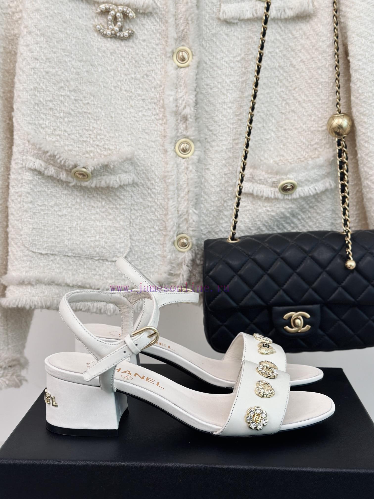 Chanel | Chanel 24C New ProductCoarse heeled sandalsThe shoe upper is made of imported lambsndmwm6su - Image 2
