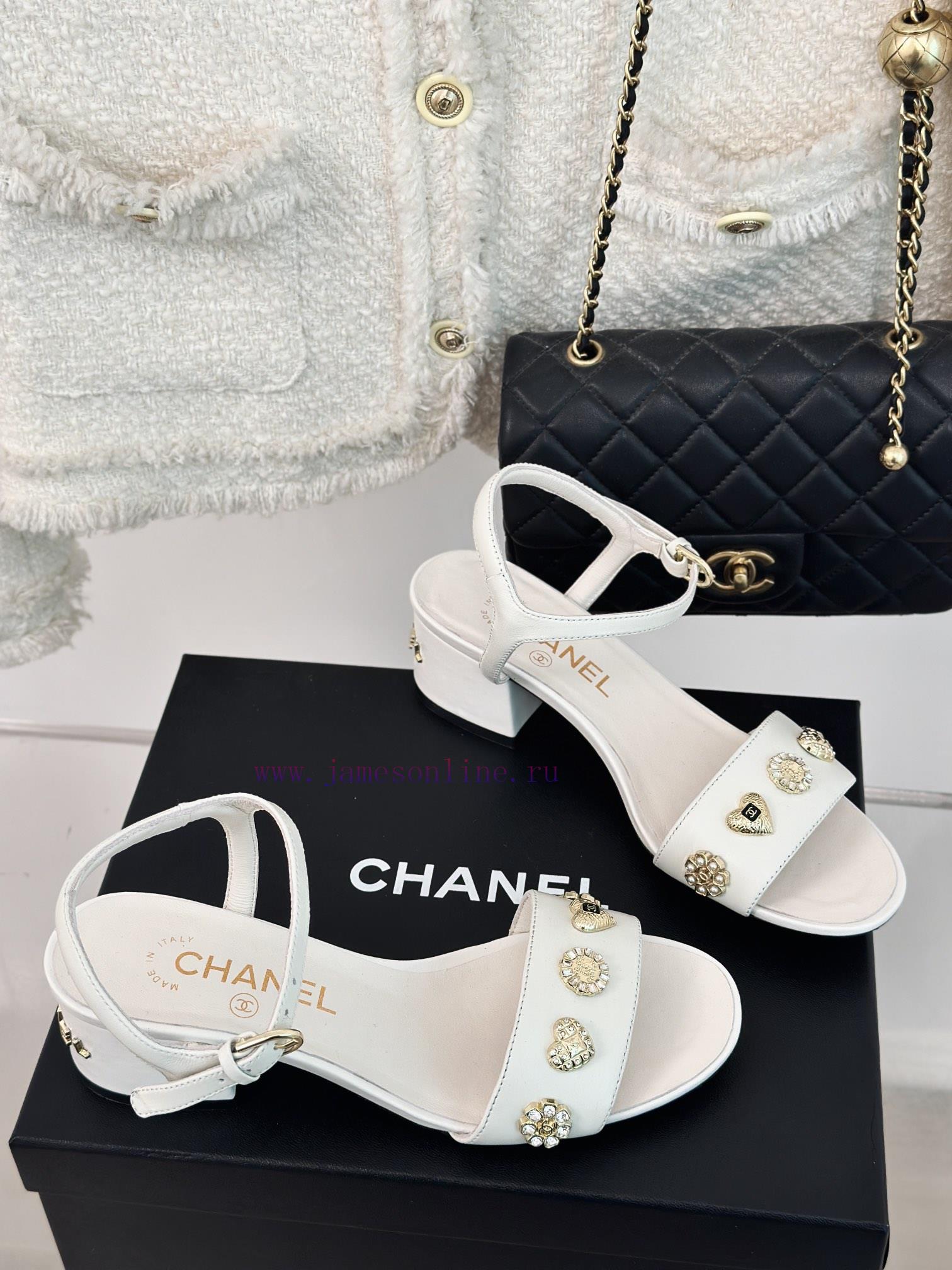 Chanel | Chanel 24C New ProductCoarse heeled sandalsThe shoe upper is made of imported lambsndmwm6su - Image 4