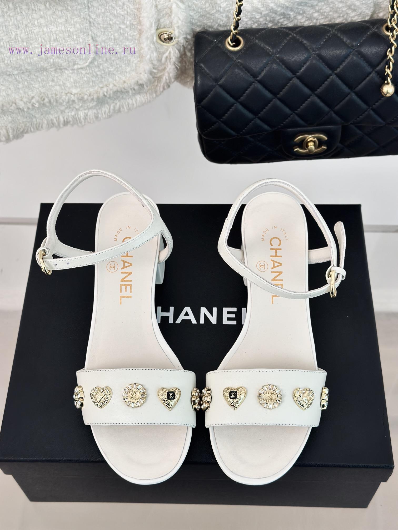 Chanel | Chanel 24C New ProductCoarse heeled sandalsThe shoe upper is made of imported lambsndmwm6su - Image 5