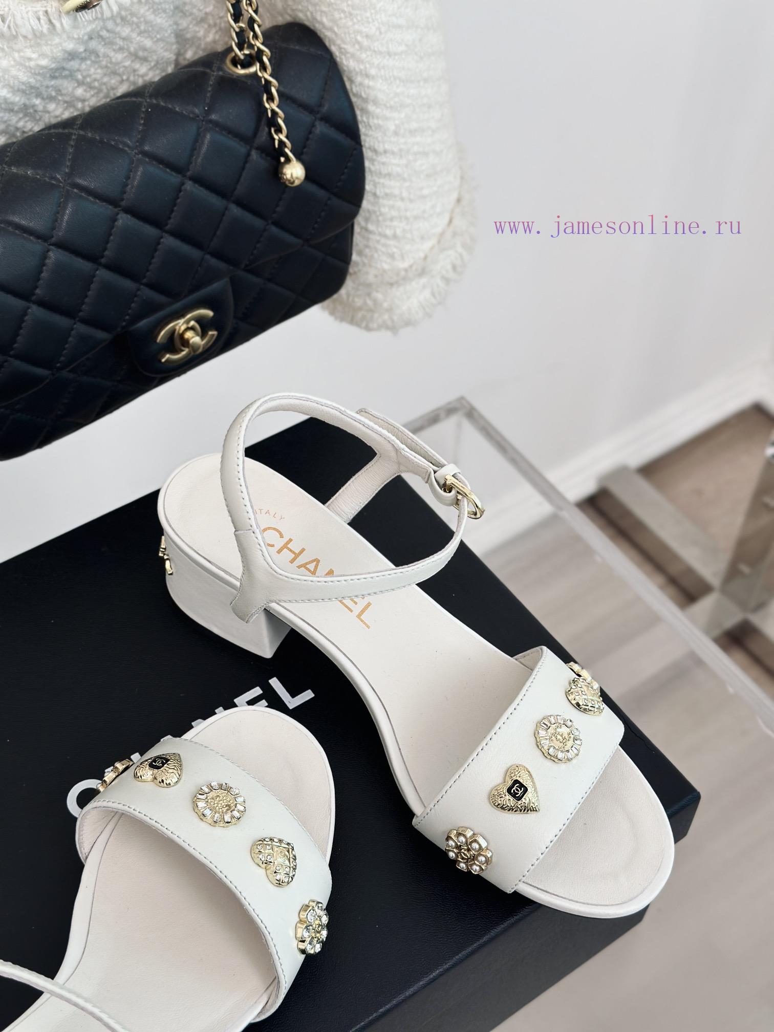 Chanel | Chanel 24C New ProductCoarse heeled sandalsThe shoe upper is made of imported lambsndmwm6su - Image 6