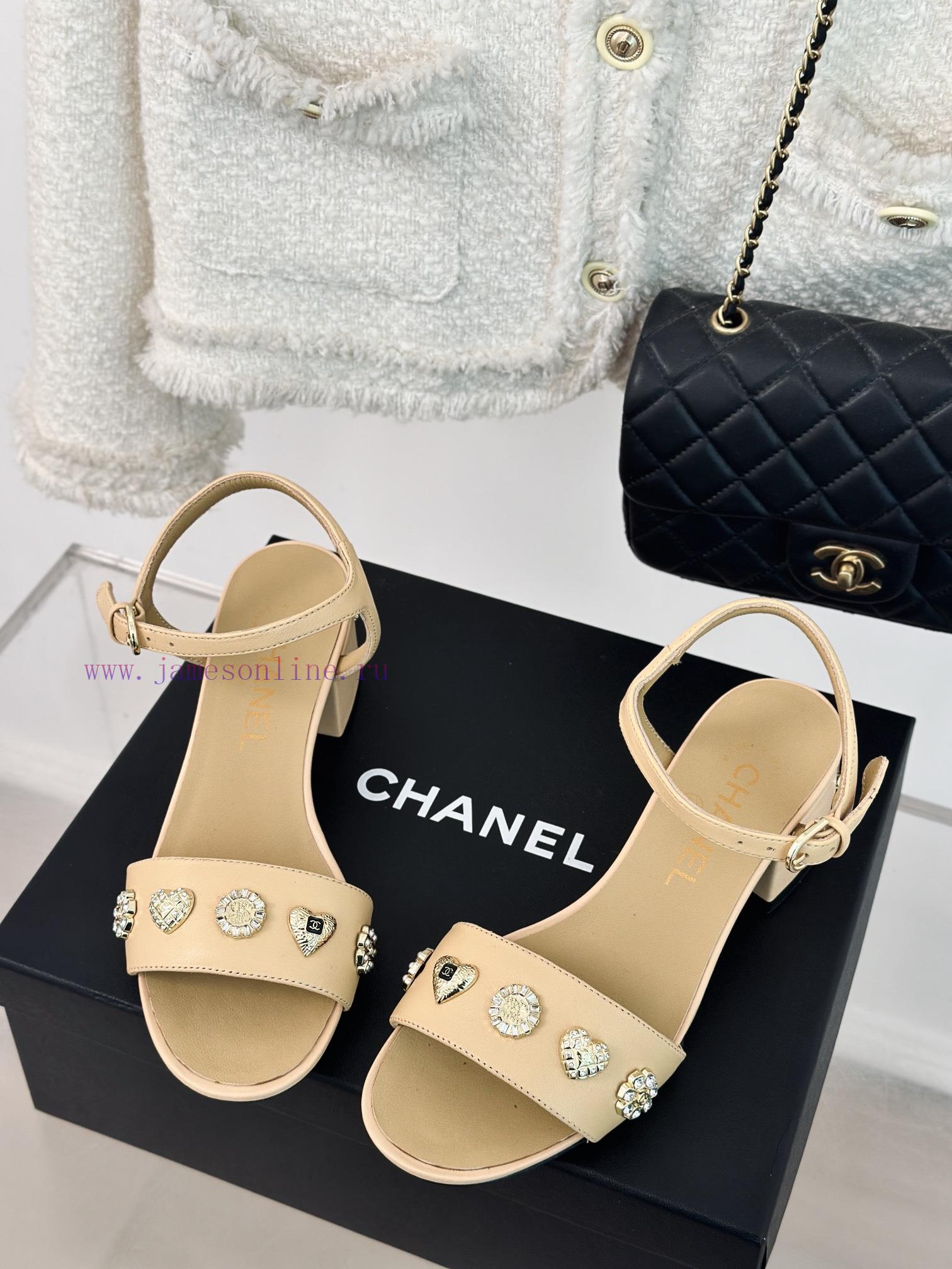 Chanel | Chanel 24C New ProductCoarse heeled sandalsThe shoe upper is made of imported lambsv9uzjkkj - Image 3