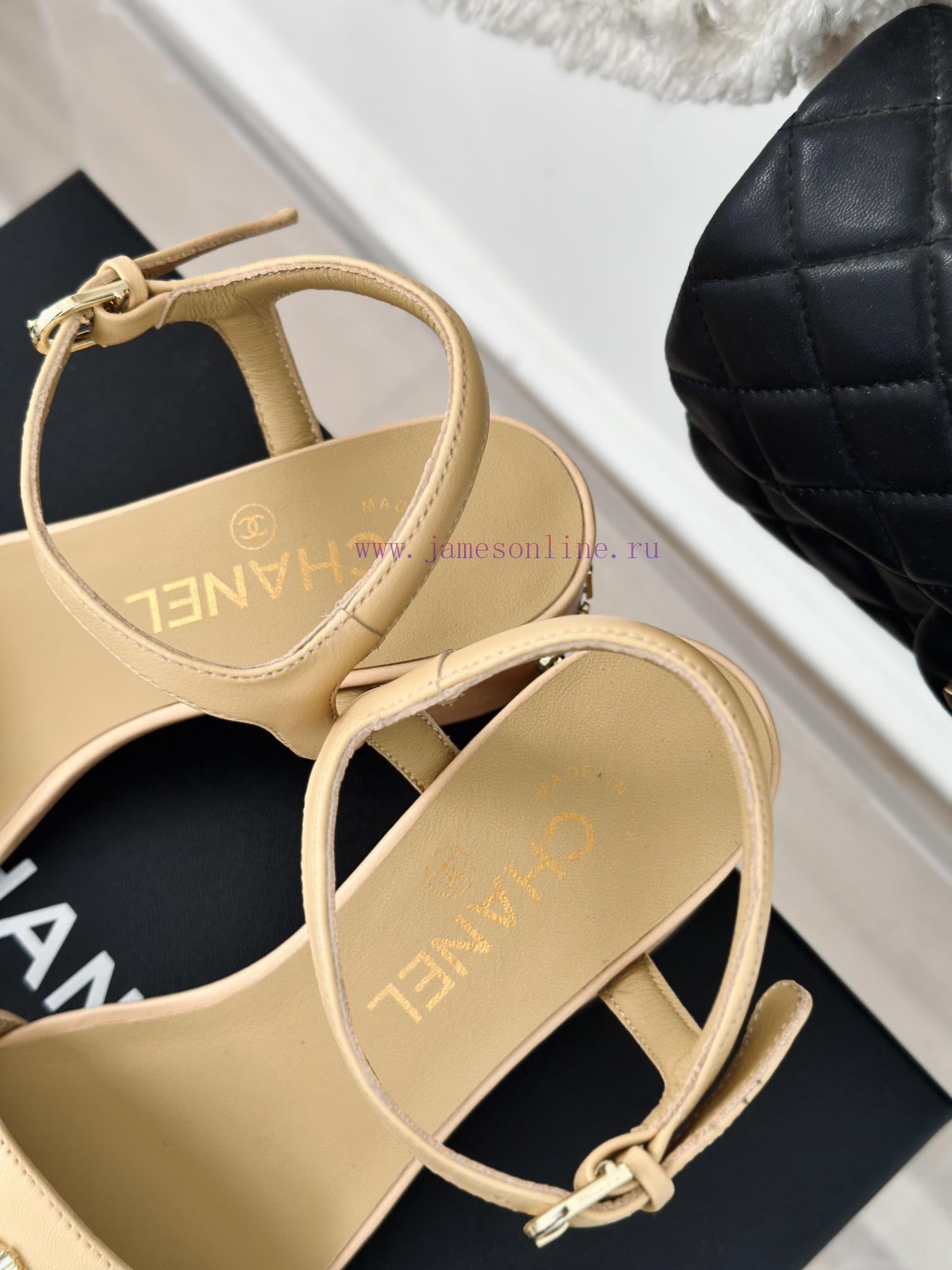 Chanel | Chanel 24C New ProductCoarse heeled sandalsThe shoe upper is made of imported lambsv9uzjkkj - Image 9