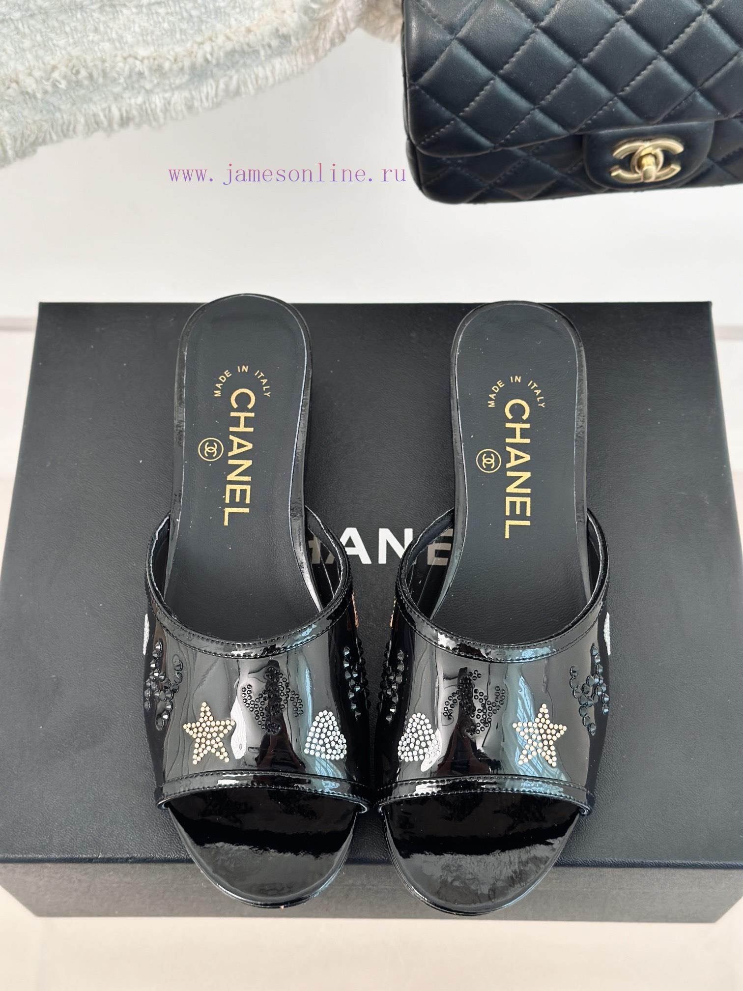 Chanel | Chanel 24P New ProductDiamond Double C Thick Heel SlippersThe upper of the shoe is 8u89xa2u - Image 5