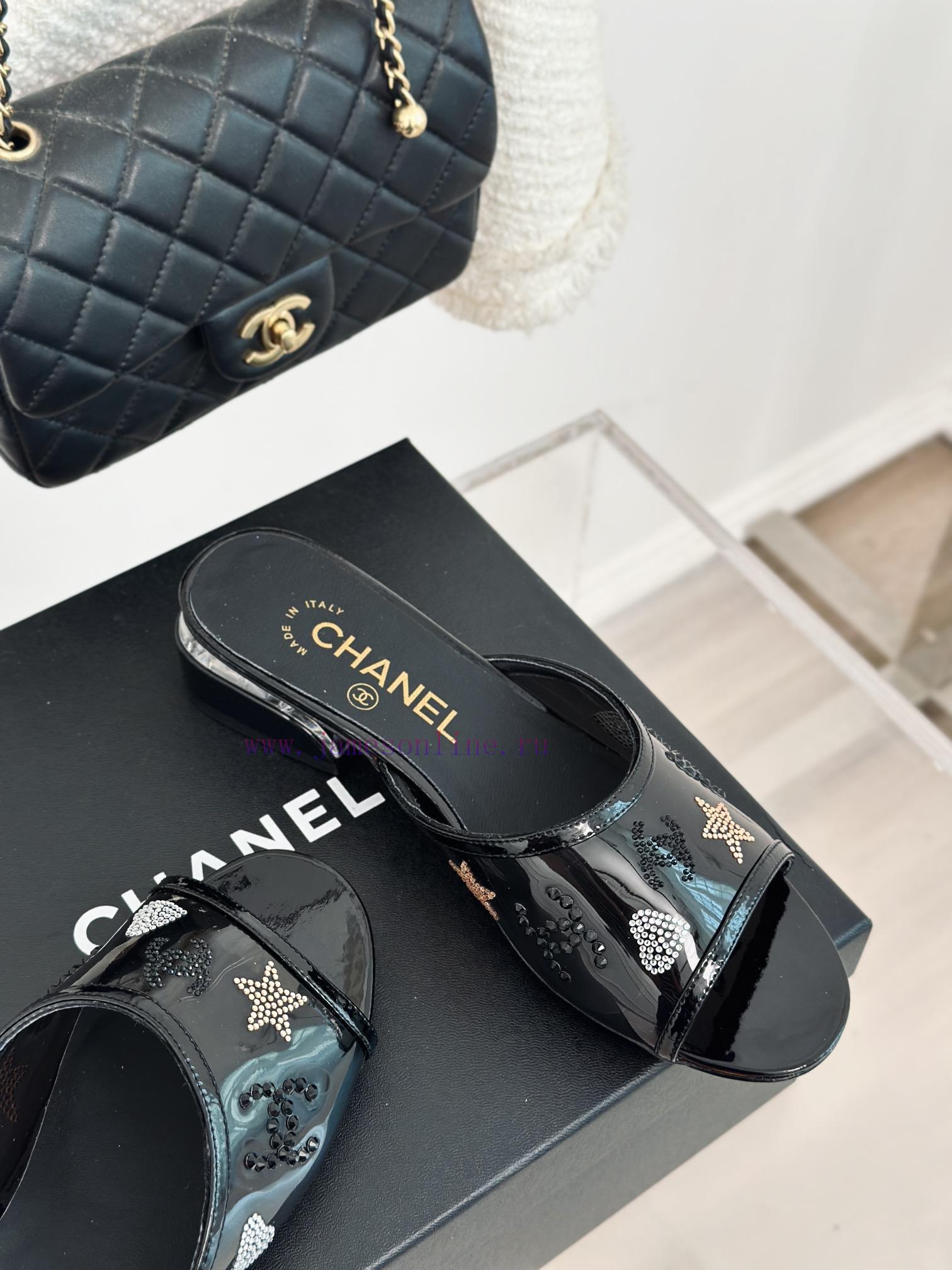 Chanel | Chanel 24P New ProductDiamond Double C Thick Heel SlippersThe upper of the shoe is 8u89xa2u - Image 6