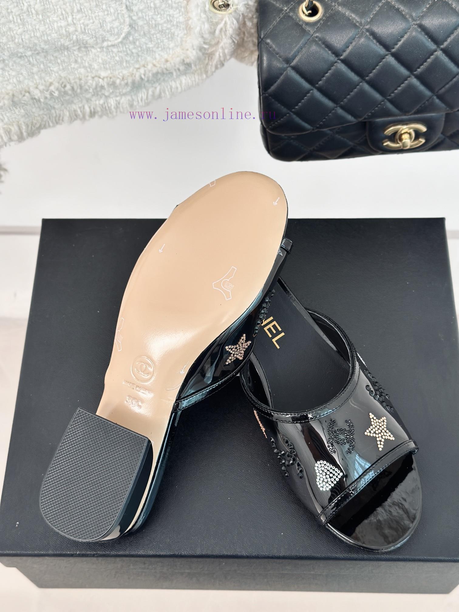 Chanel | Chanel 24P New ProductDiamond Double C Thick Heel SlippersThe upper of the shoe is 8u89xa2u - Image 10