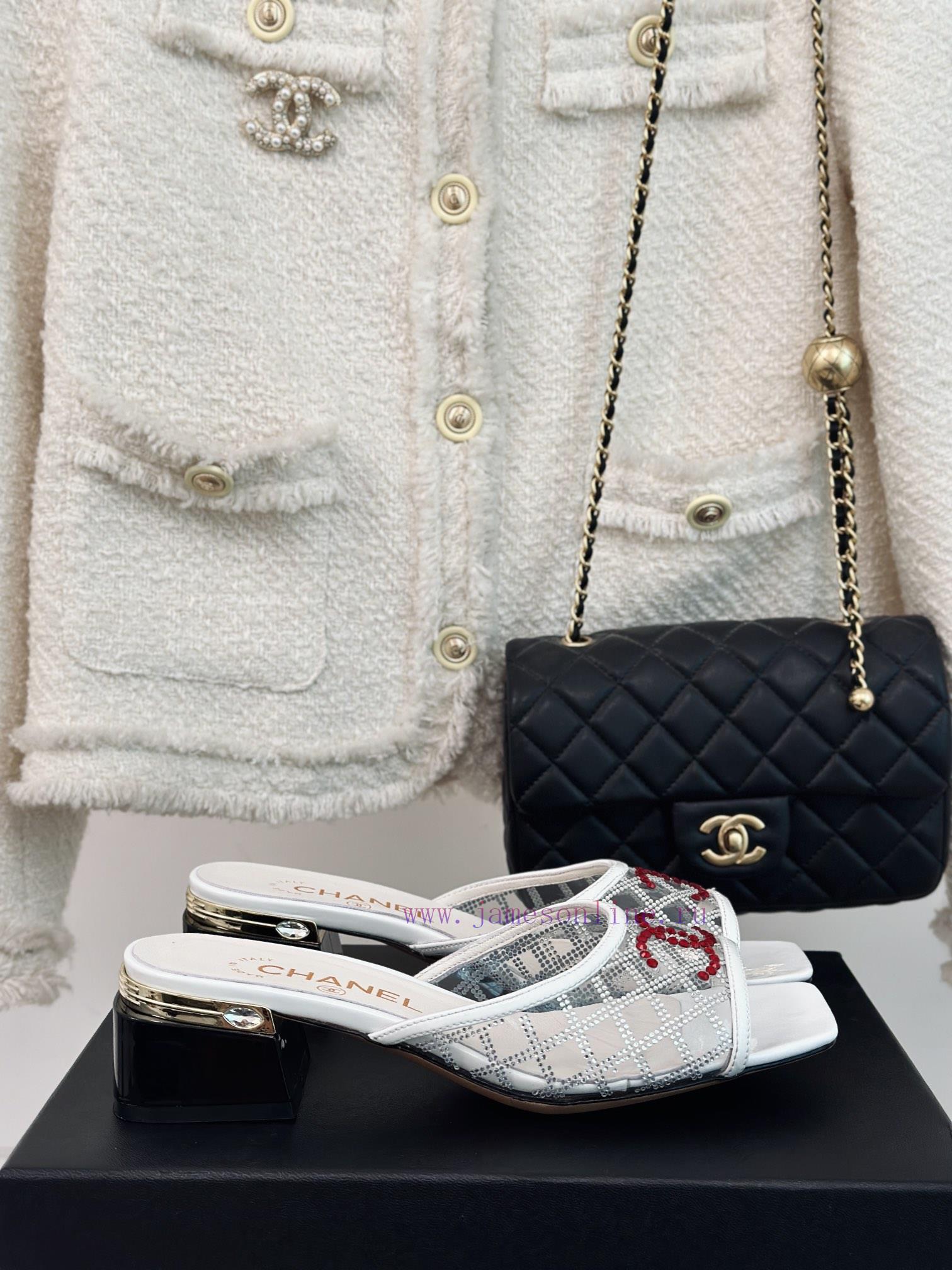 Chanel | Chanel 24P New ProductDiamond Double C Thick Heel SlippersThe upper of the shoe is k92vxvlk