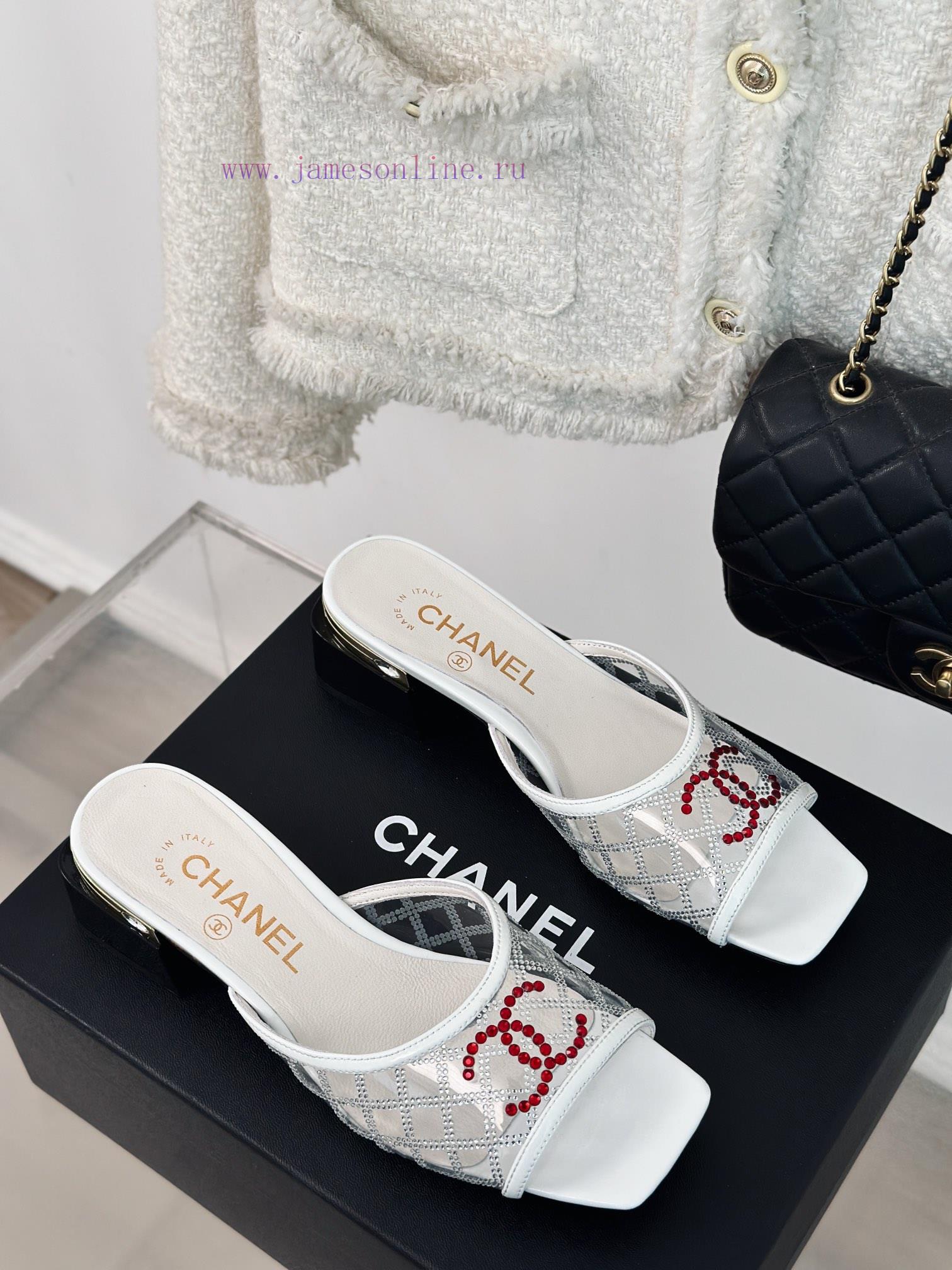 Chanel | Chanel 24P New ProductDiamond Double C Thick Heel SlippersThe upper of the shoe is k92vxvlk - Image 4