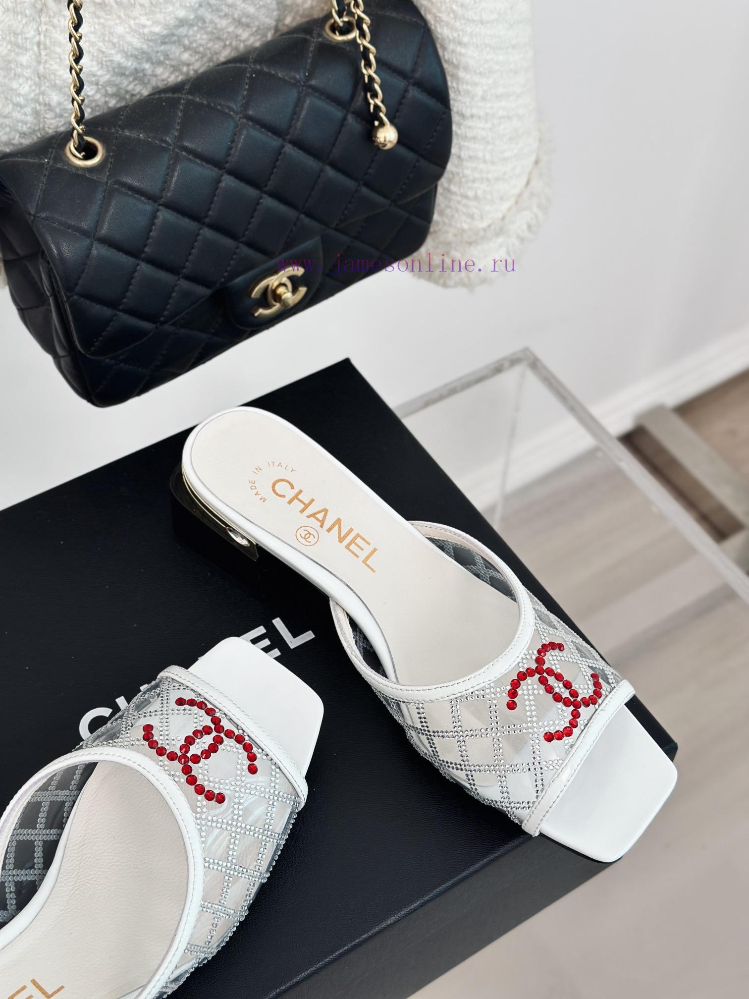 Chanel | Chanel 24P New ProductDiamond Double C Thick Heel SlippersThe upper of the shoe is k92vxvlk - Image 6