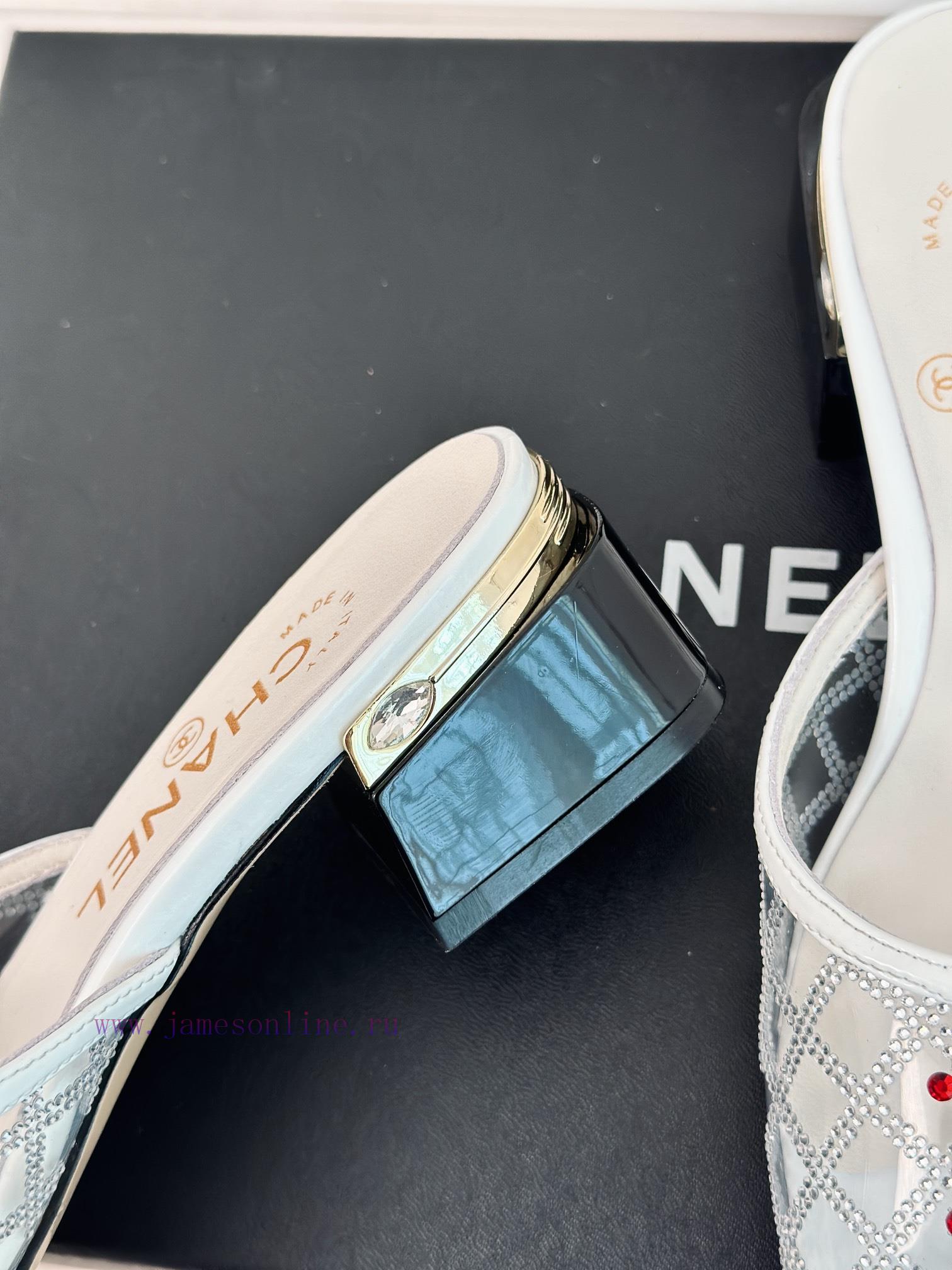 Chanel | Chanel 24P New ProductDiamond Double C Thick Heel SlippersThe upper of the shoe is k92vxvlk - Image 7