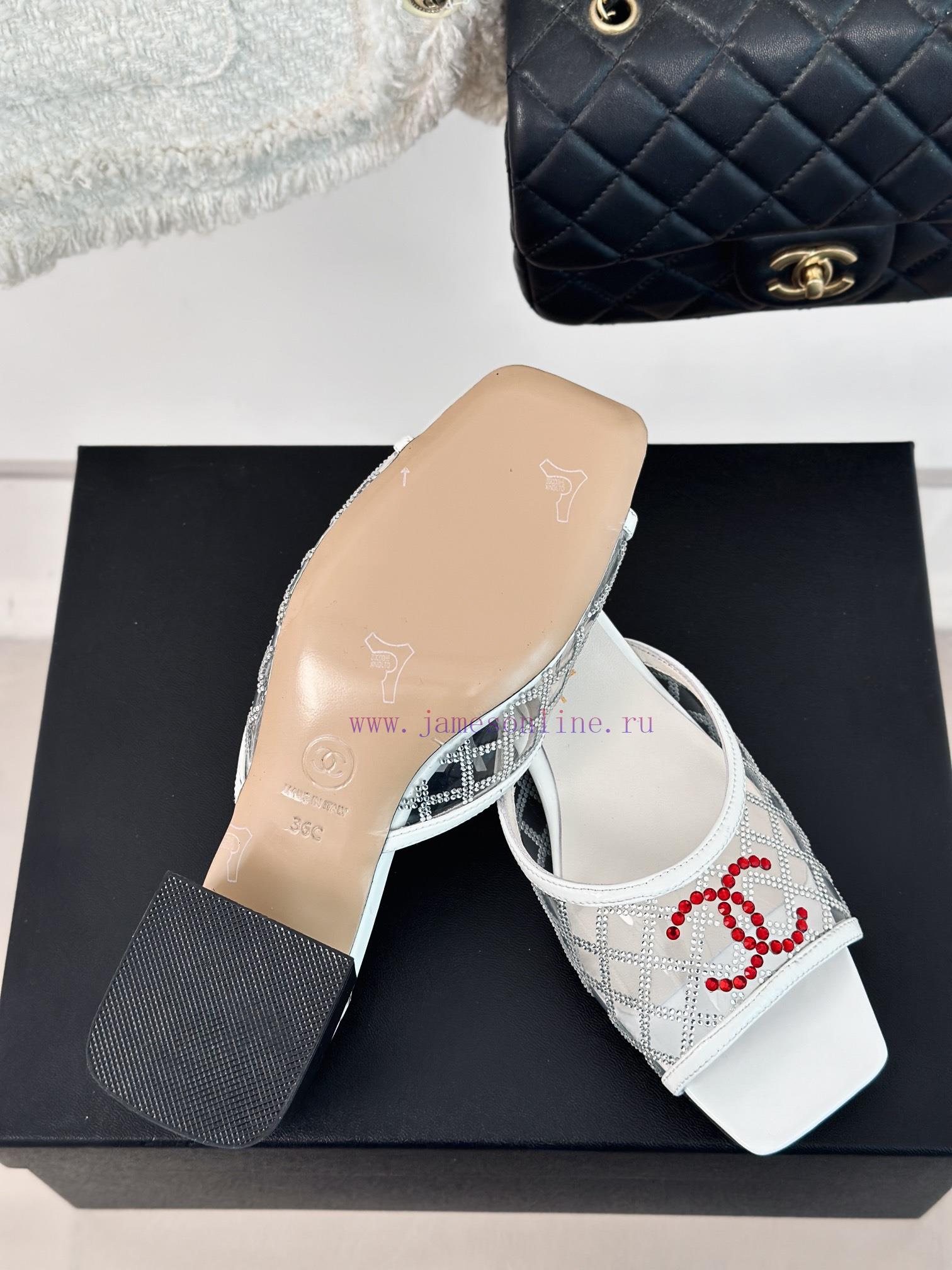 Chanel | Chanel 24P New ProductDiamond Double C Thick Heel SlippersThe upper of the shoe is k92vxvlk - Image 10