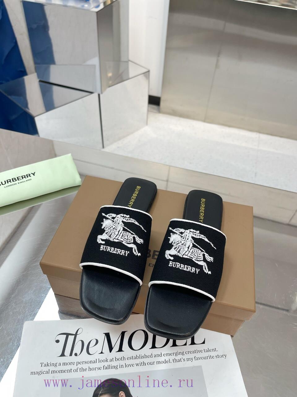 New Product Launch ️ Burberry Thick Heels and Flat Slippers Channel Goods Vulcanized One Stea1i6kmfa - Image 5