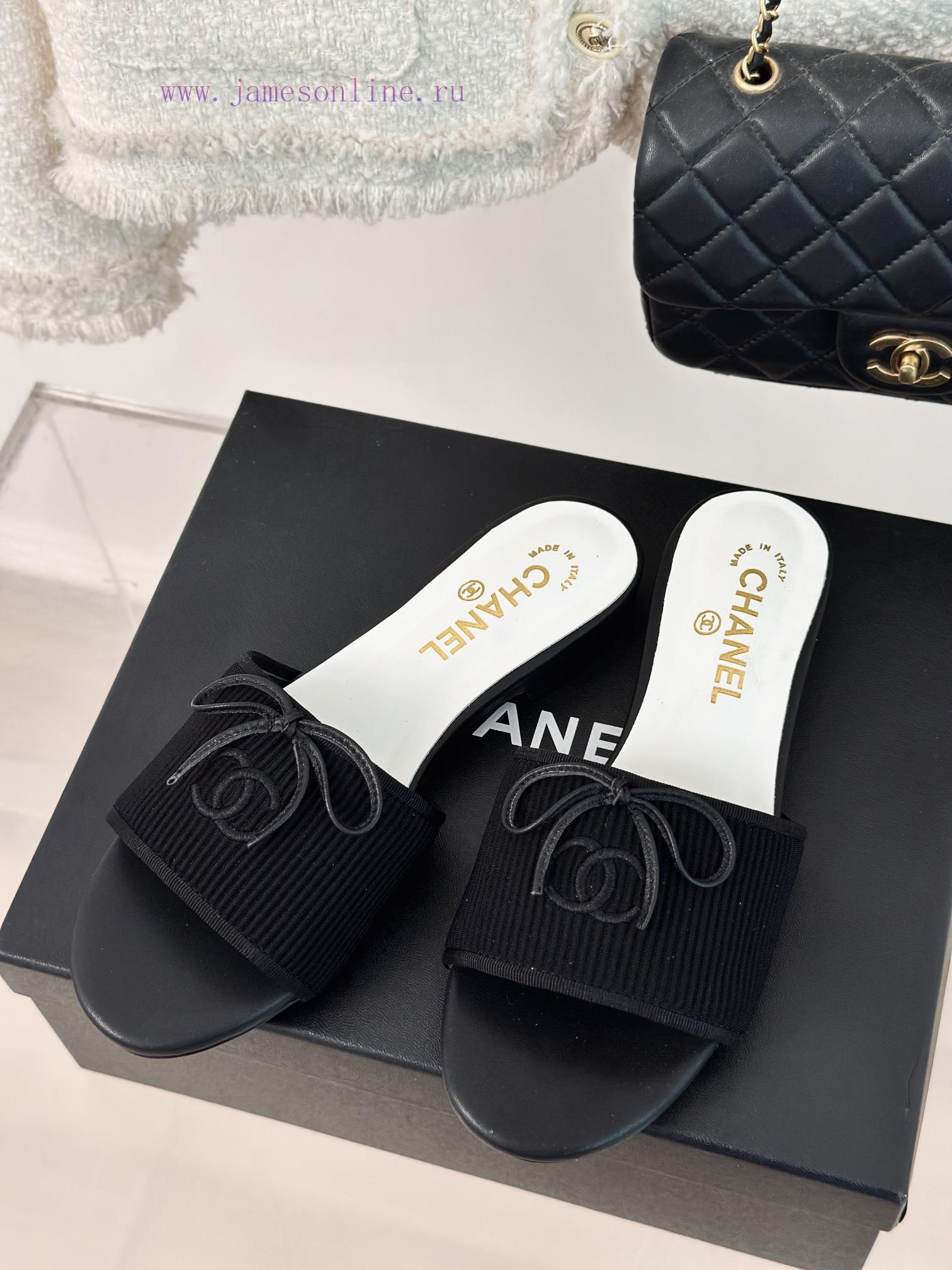 Chanel | Chanel 24P New ProductBow tie double C slippersThe shoe upper is made of special facsu306cz - Image 3