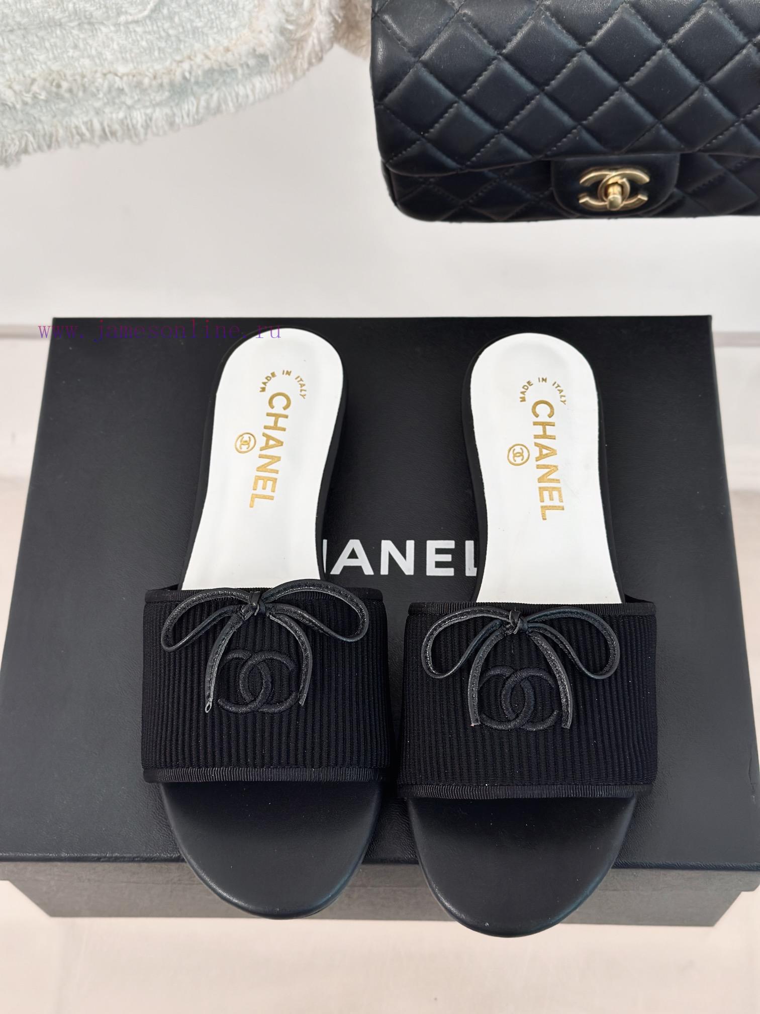 Chanel | Chanel 24P New ProductBow tie double C slippersThe shoe upper is made of special facsu306cz - Image 5