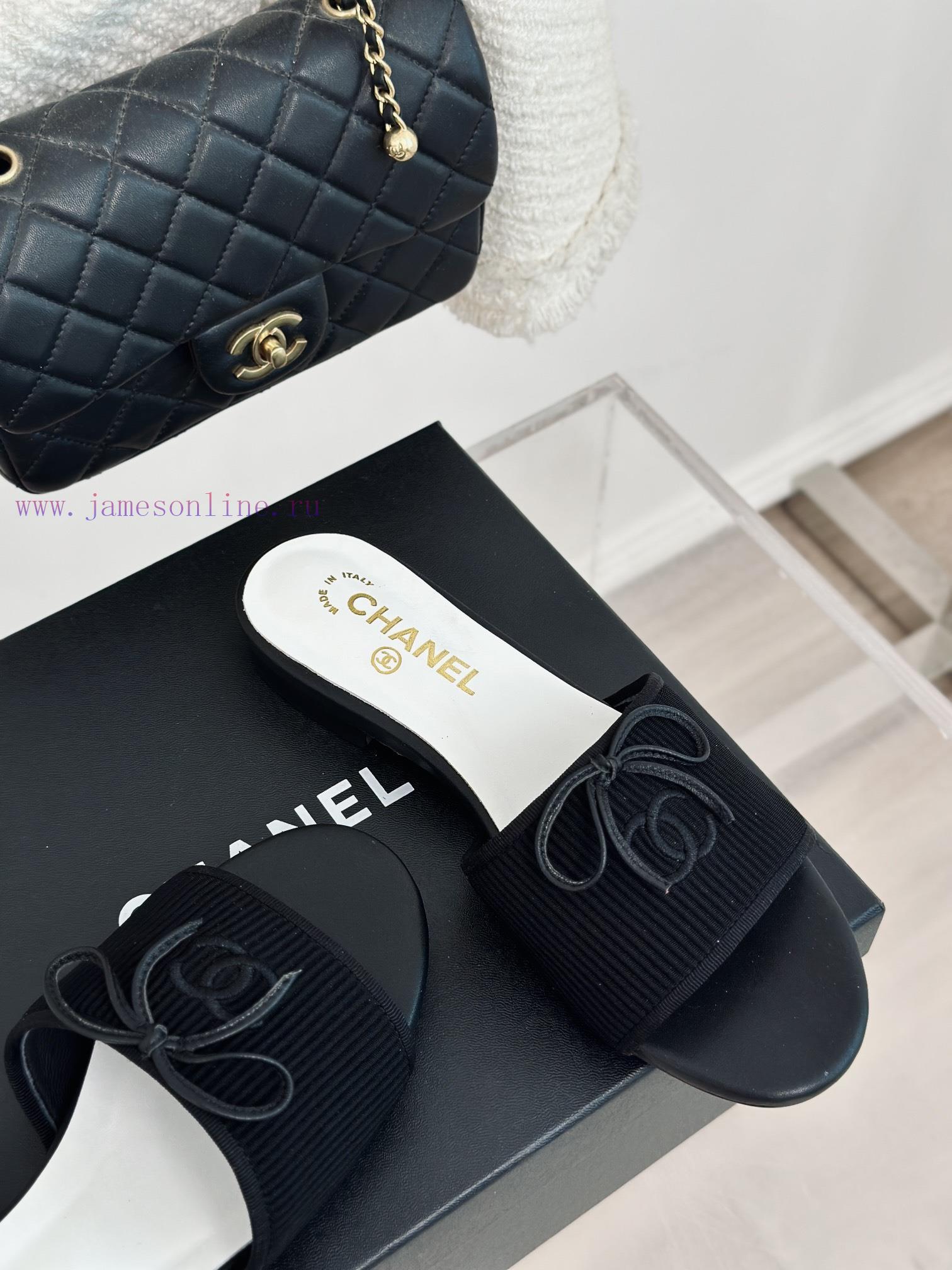 Chanel | Chanel 24P New ProductBow tie double C slippersThe shoe upper is made of special facsu306cz - Image 6