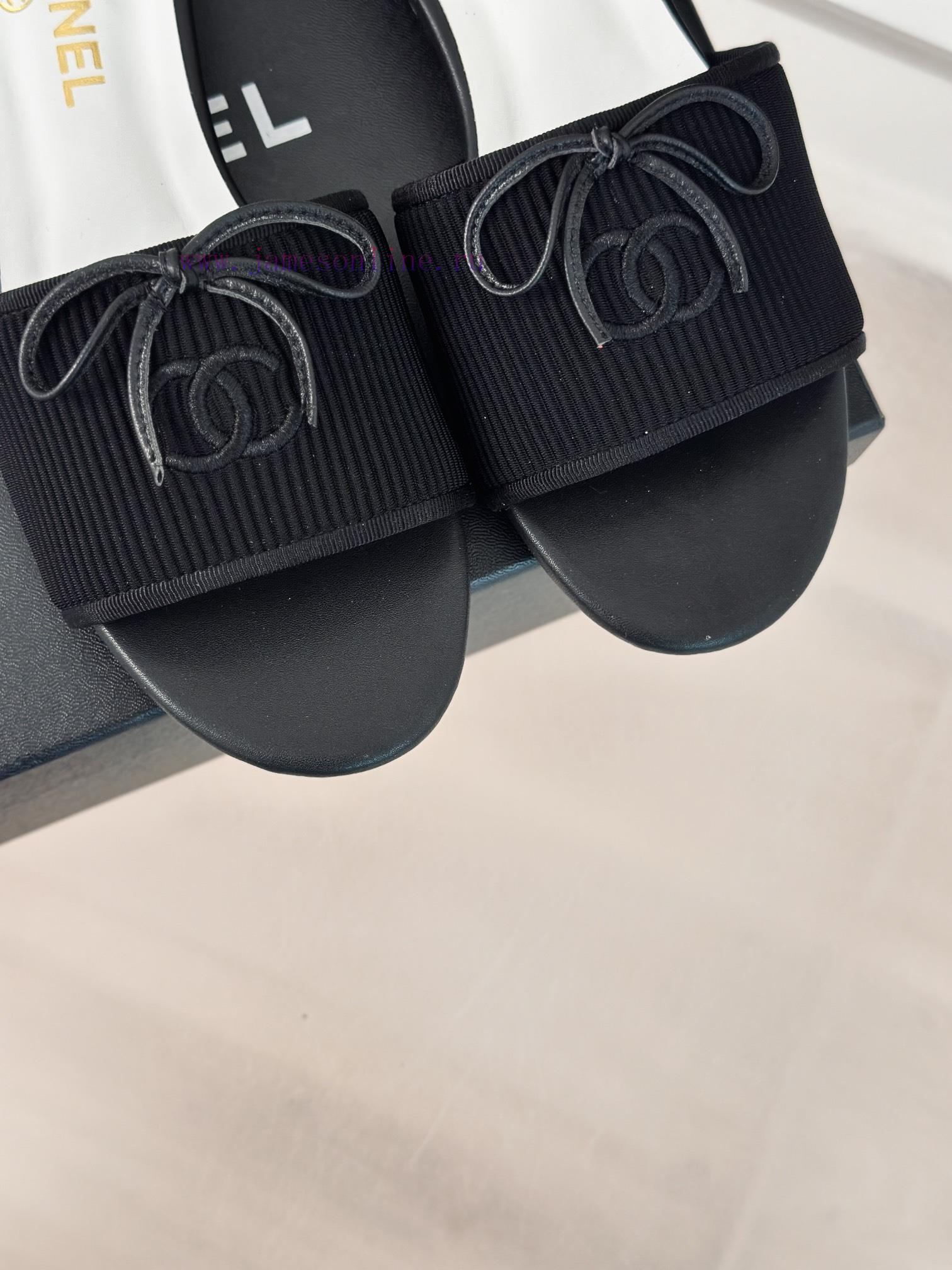 Chanel | Chanel 24P New ProductBow tie double C slippersThe shoe upper is made of special facsu306cz - Image 8