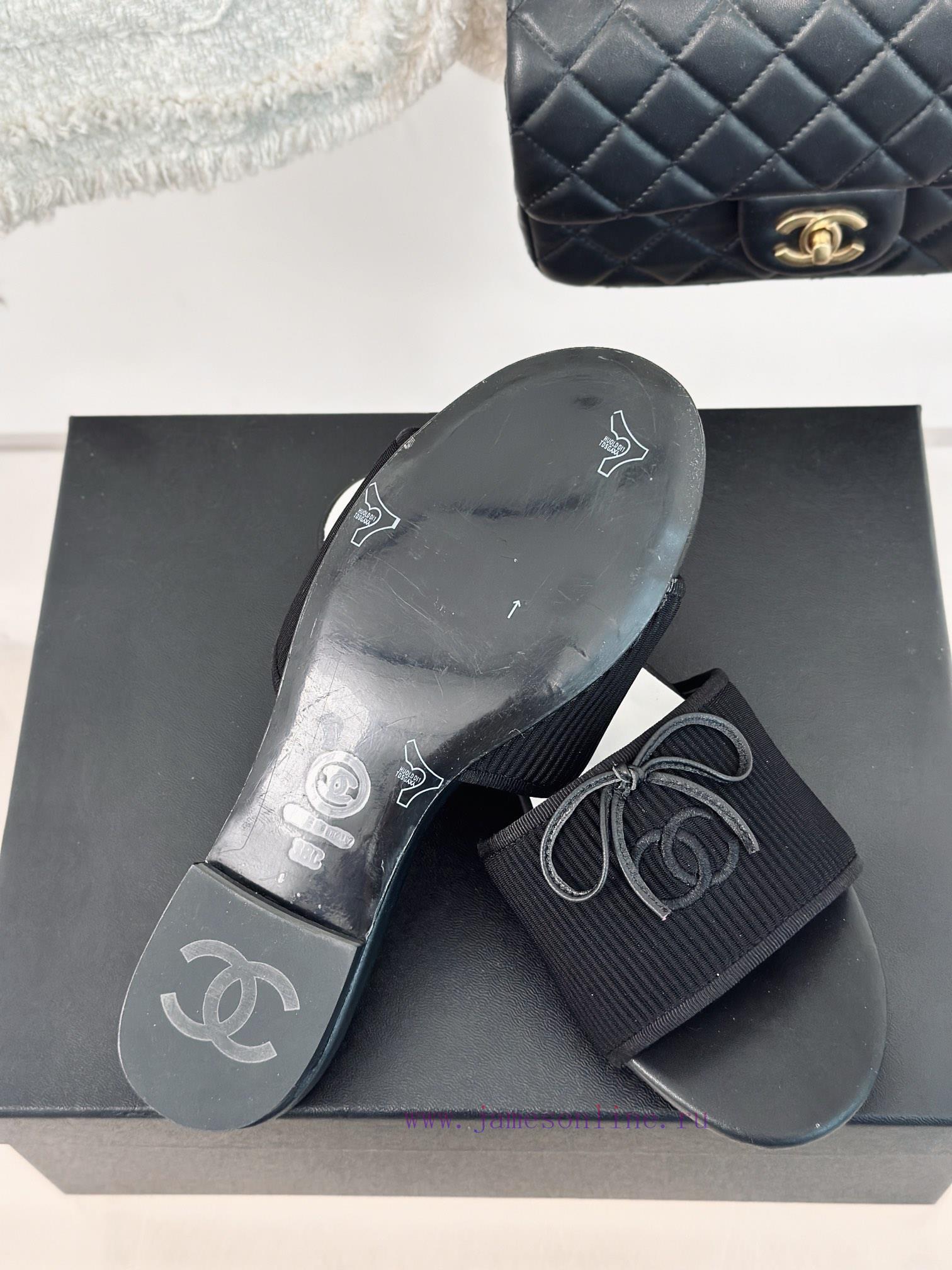Chanel | Chanel 24P New ProductBow tie double C slippersThe shoe upper is made of special facsu306cz - Image 10