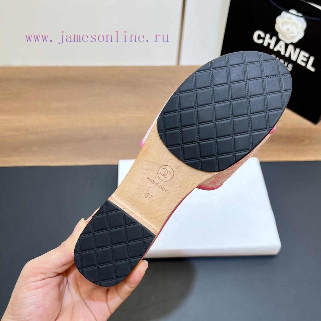 Top tierSynchronized Solid Wood Thick Bottom Slippers 2024 Summer New Chanel Camellia Cool Svwa8asz0 - Image 10
