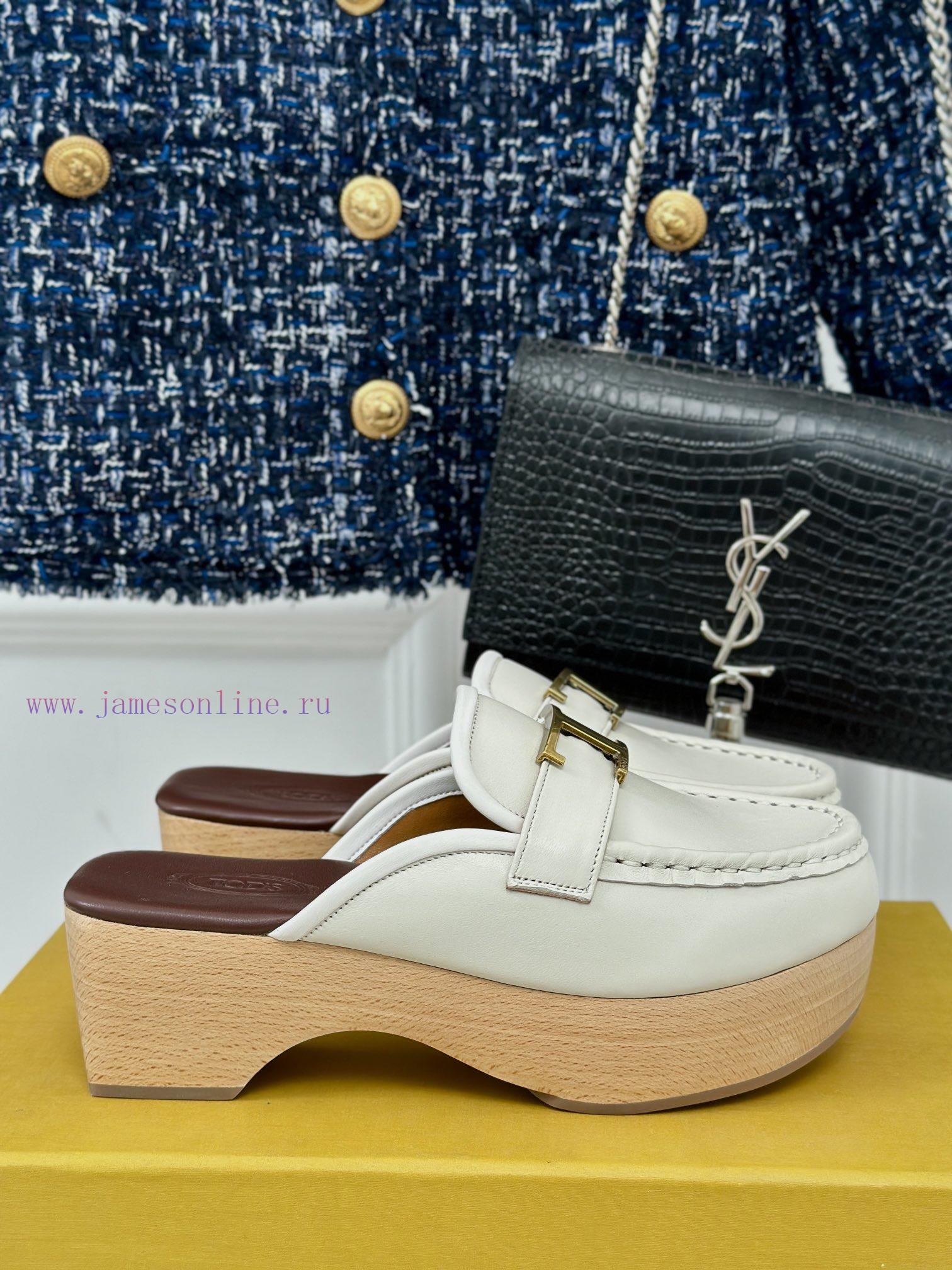 TOD's Classic Explosive Thick Bottom Metal BuckleHalf drag seriesOriginal customized calf ledkdcfojd