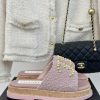 Chanel | Chanel 24P Spring/Summer New Product Pearl Double C Wood Grain Thick Bottom Slippe1pwonfvi