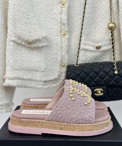 Chanel | Chanel 24P Spring/Summer New Product Pearl Double C Wood Grain Thick Bottom Slippe1pwonfvi