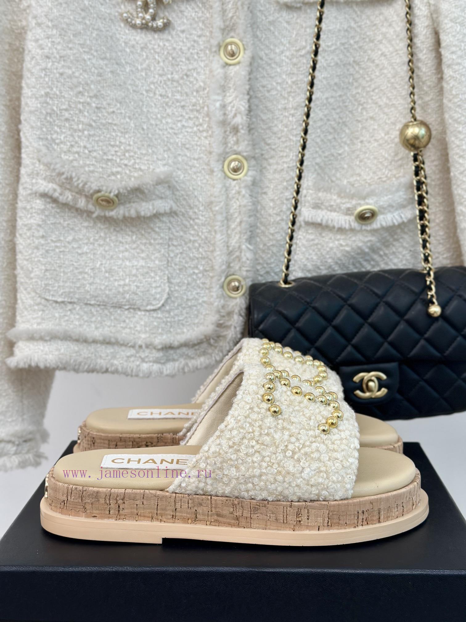 Chanel | Chanel 24P Spring/Summer New Product Pearl Double C Wood Grain Thick Bottom Slippeviq5ng8b - Image 2
