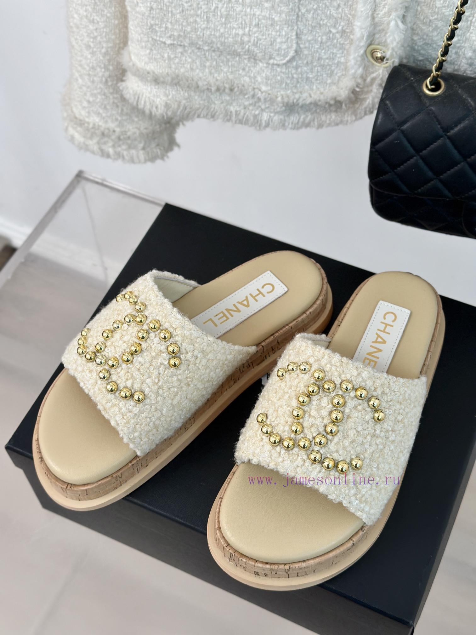 Chanel | Chanel 24P Spring/Summer New Product Pearl Double C Wood Grain Thick Bottom Slippeviq5ng8b - Image 3