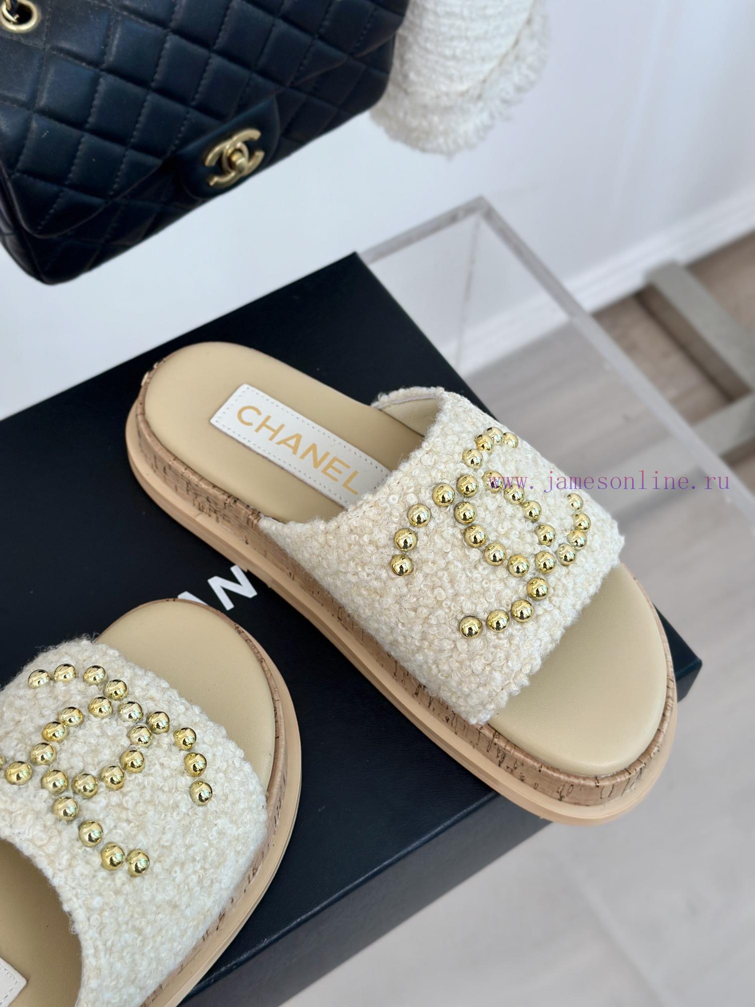 Chanel | Chanel 24P Spring/Summer New Product Pearl Double C Wood Grain Thick Bottom Slippeviq5ng8b - Image 6