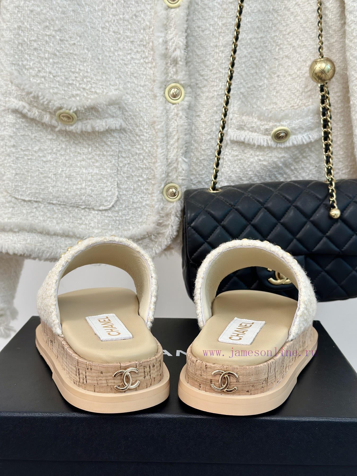 Chanel | Chanel 24P Spring/Summer New Product Pearl Double C Wood Grain Thick Bottom Slippeviq5ng8b - Image 7