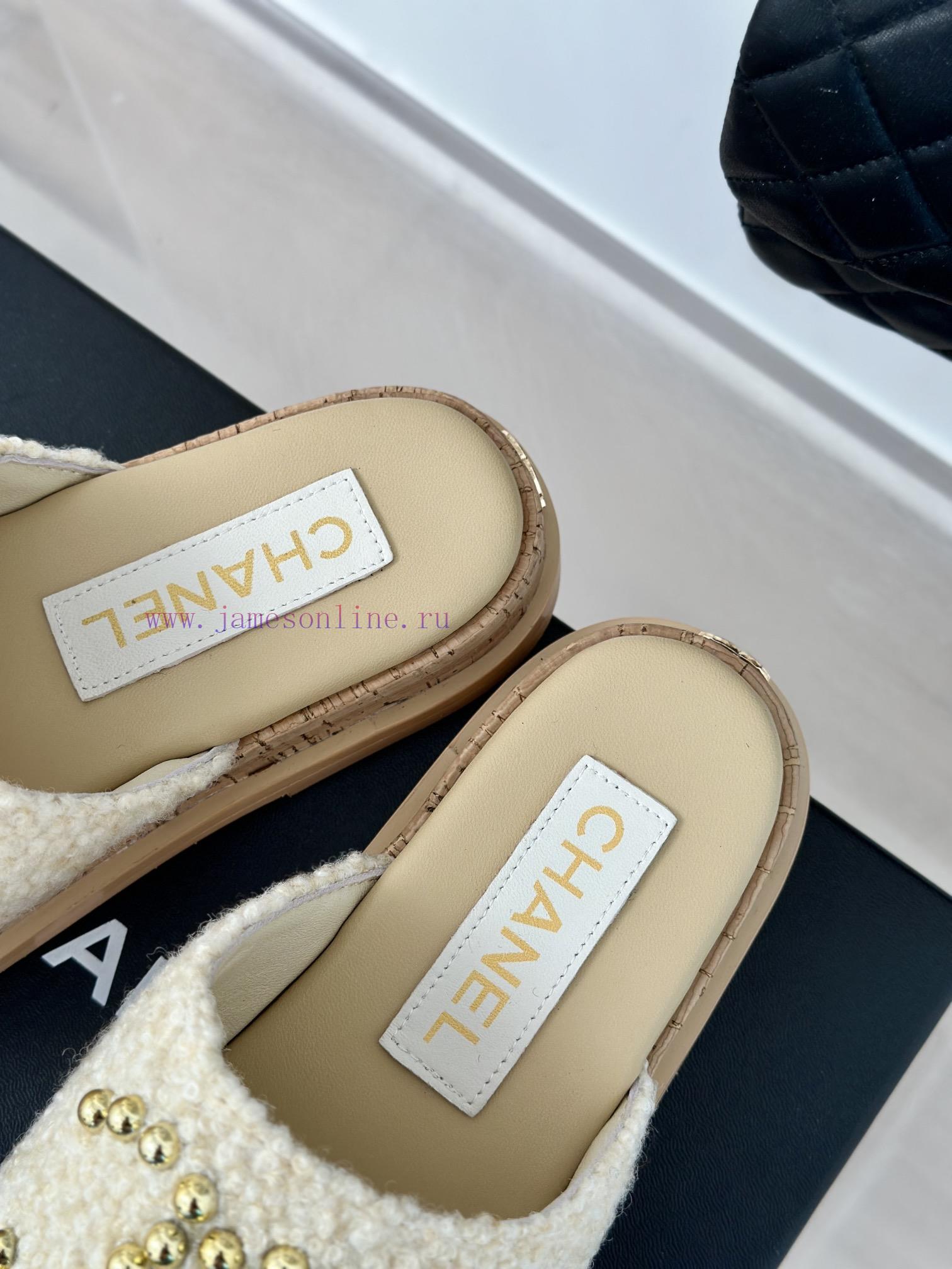 Chanel | Chanel 24P Spring/Summer New Product Pearl Double C Wood Grain Thick Bottom Slippeviq5ng8b - Image 9