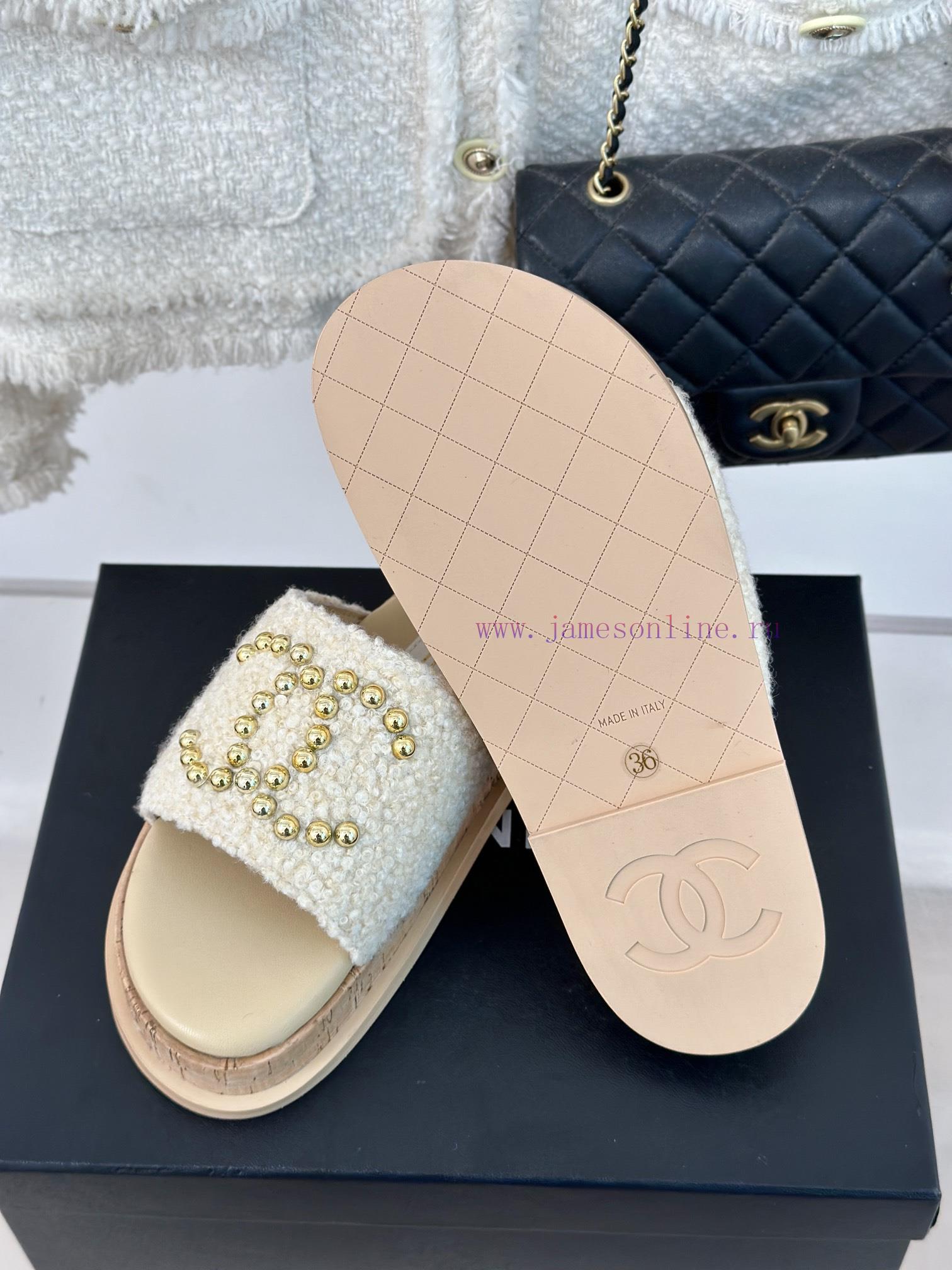 Chanel | Chanel 24P Spring/Summer New Product Pearl Double C Wood Grain Thick Bottom Slippeviq5ng8b - Image 10