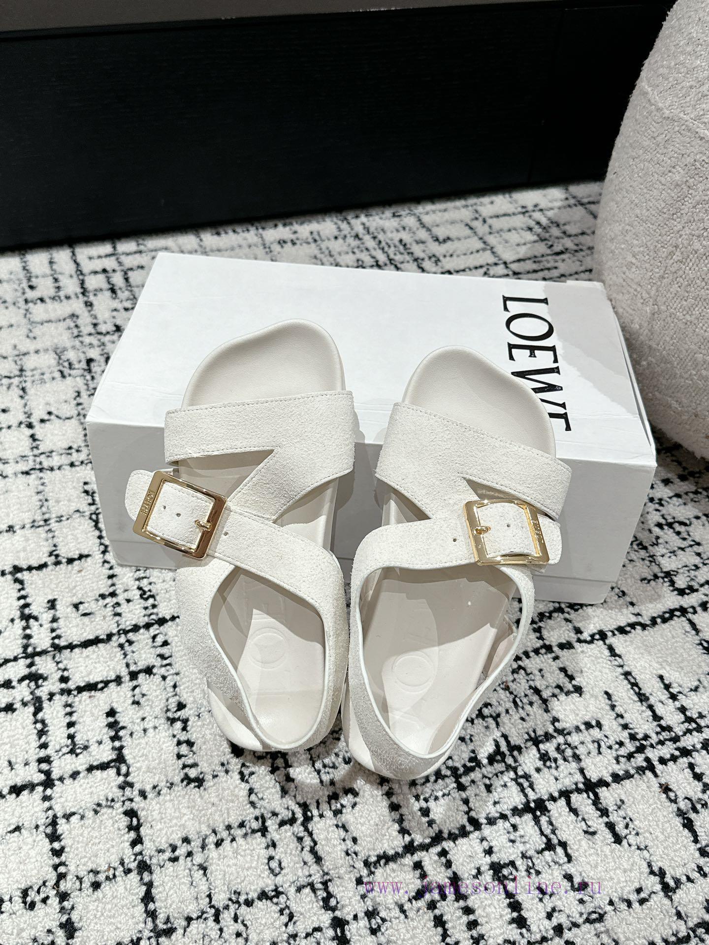 Couple styleLOEWE 24/Spring/Summer New Cross Leather Wrap Boken Shoes Beach Shoes Cool Slippx0ozjy1p - Image 5