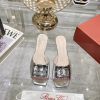 Roger Vivier RV open toed metal square buckle high-heeled slippers for cooldown, new RV earlbz1bnyk7