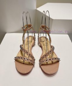 Christian Louboutin CL diagonal strap rivet flat sandalsFull original one-to-one mold customxepqowya